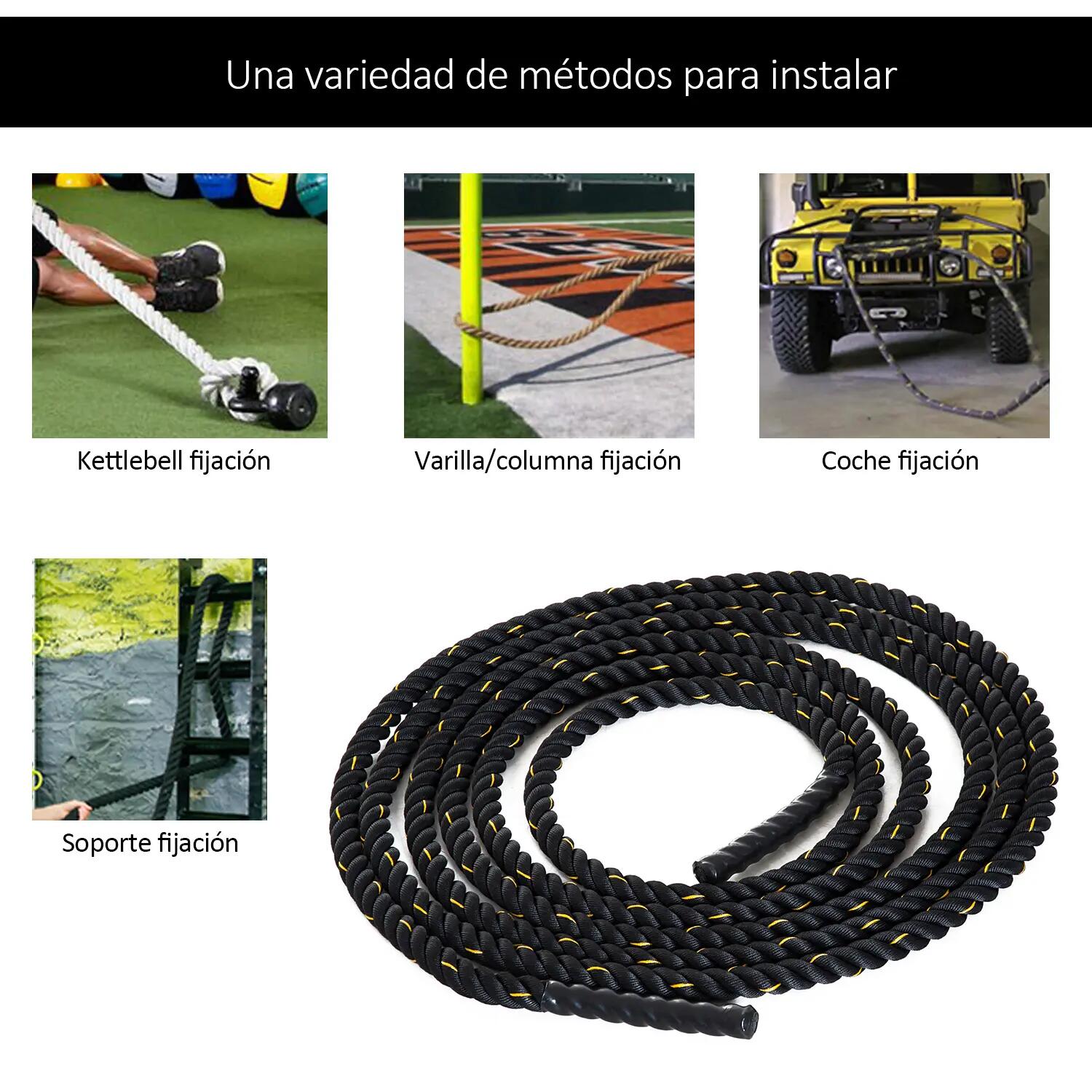 Corde de combat - Fitness - Unisexe - 9 m, Ø38 mm - Noir 6/6