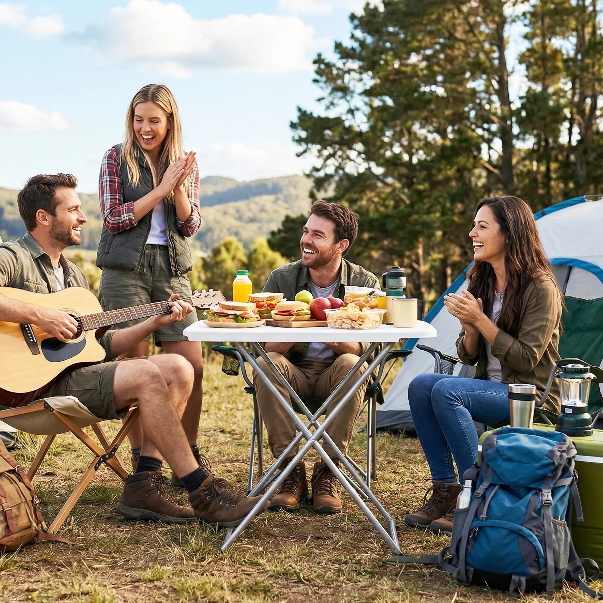 Table de camping pliante et portable avec 5 niveaux de hauteur réglables 4/9