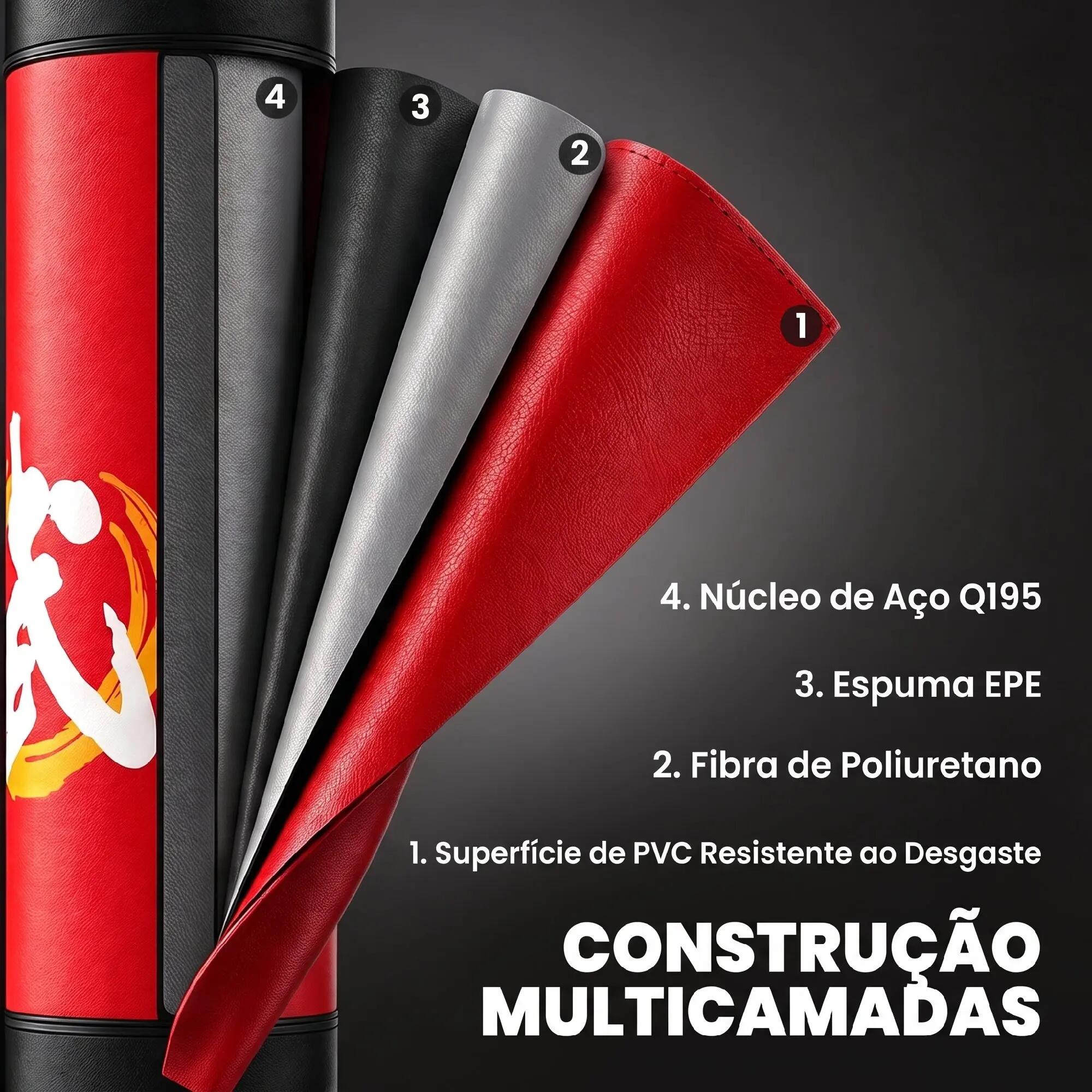 Saco de boxe 36x36x156 cm vermelho e preto SPORTNOW 6/9