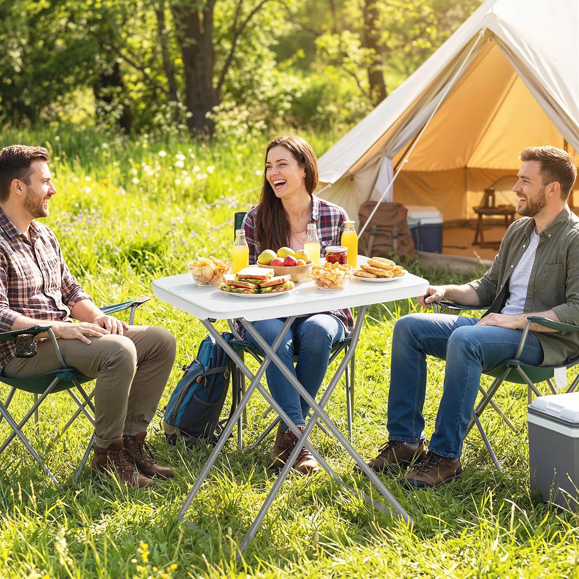 Table de camping pliante et portable avec 5 niveaux de hauteur réglables 3/9