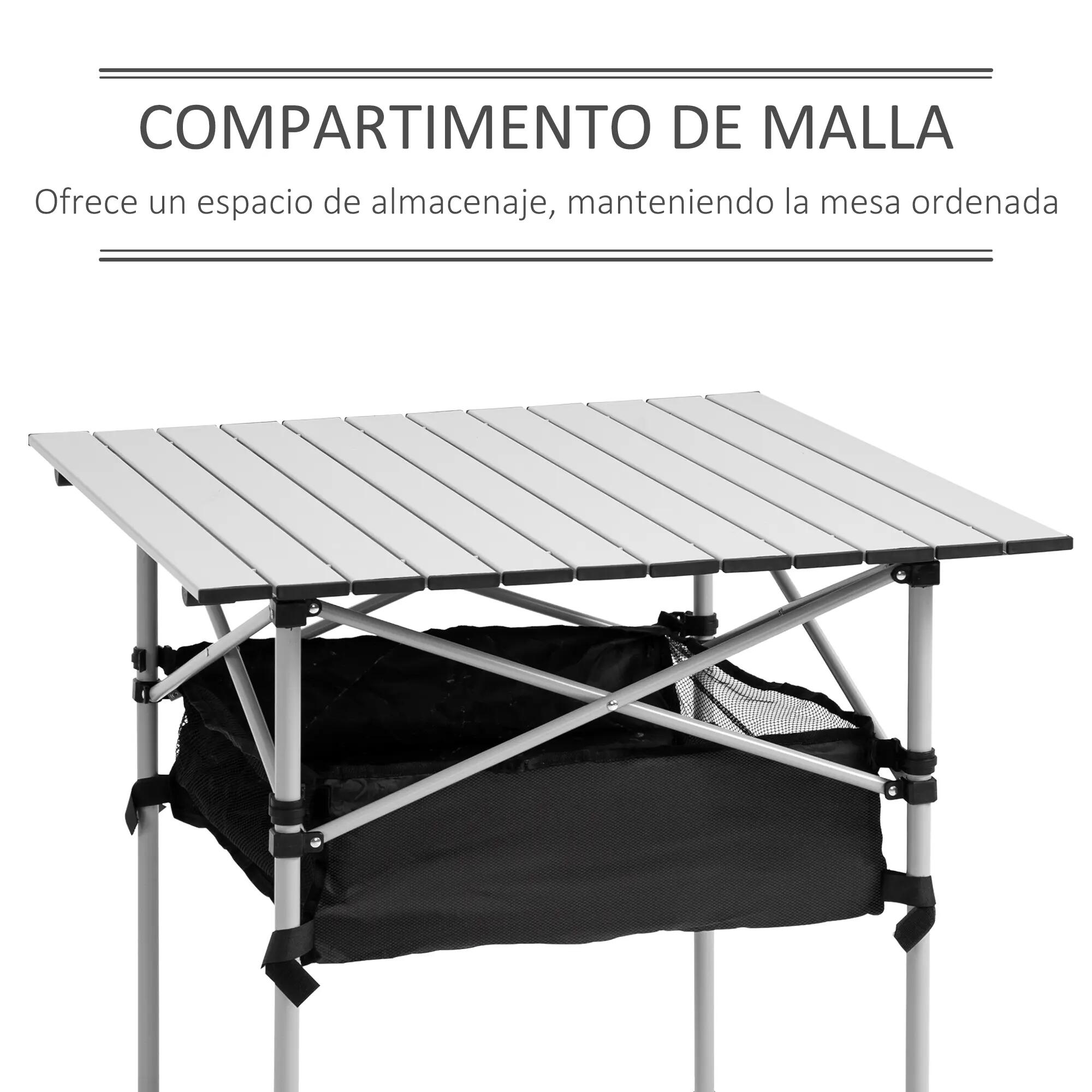 Table pliante - Camping - Unisexe - Légère, avec filet de rangement - Argent 6/6