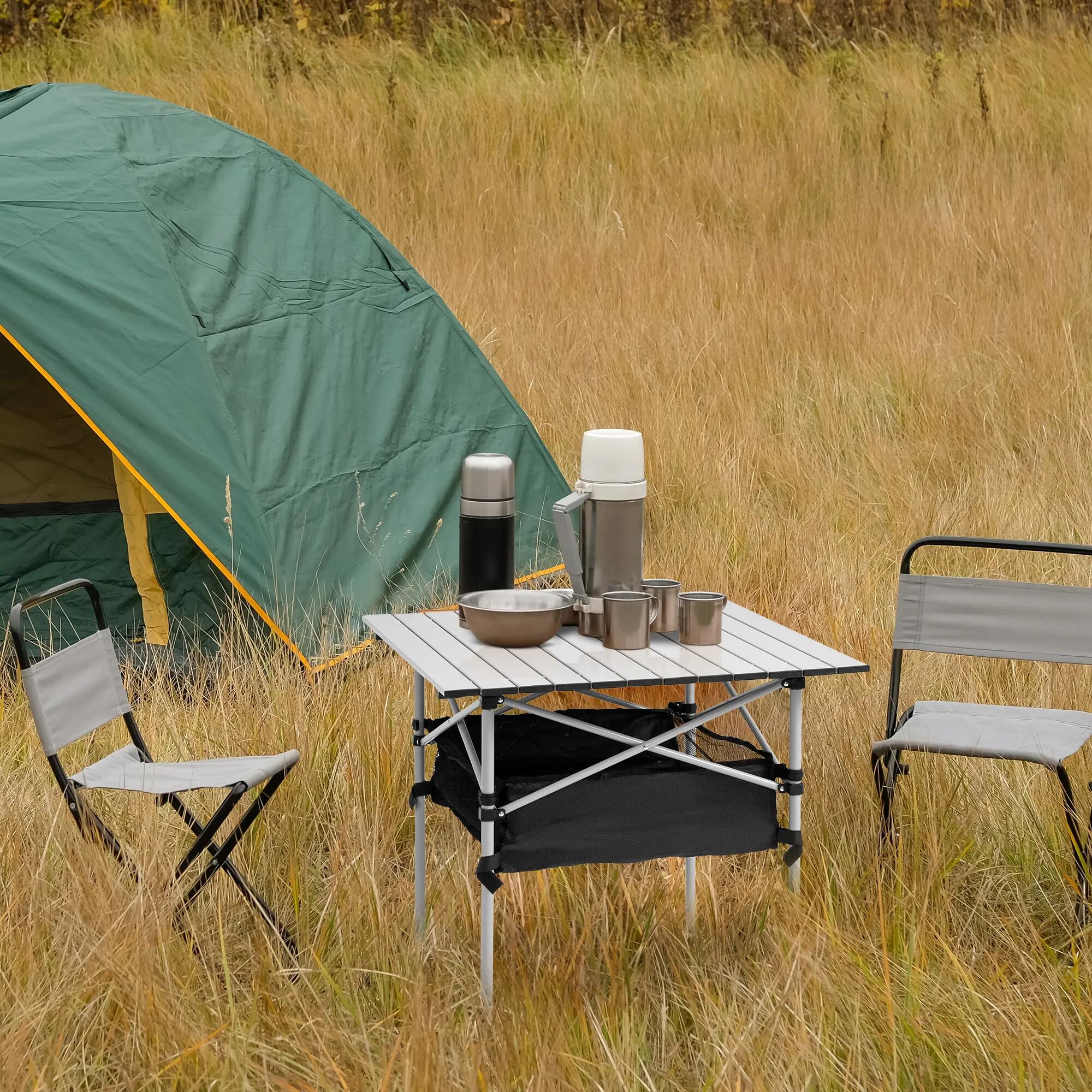 Table pliante - Camping - Unisexe - Légère, avec filet de rangement - Argent 4/6