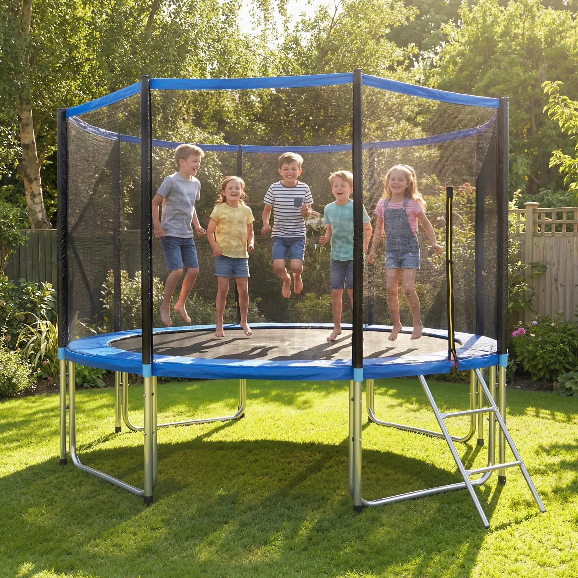 Trampoline d'extérieur Ø366 cm pour enfants avec filet de sécurité, échelle et c 4/9