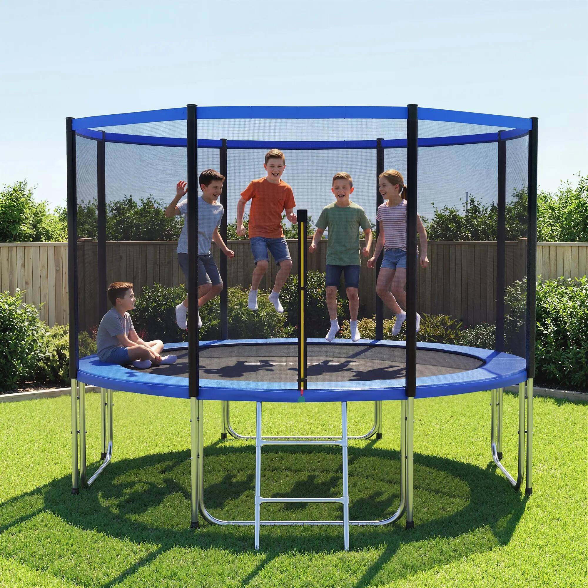 Trampoline d'extérieur Ø366 cm pour enfants avec filet de sécurité, échelle et c 3/9
