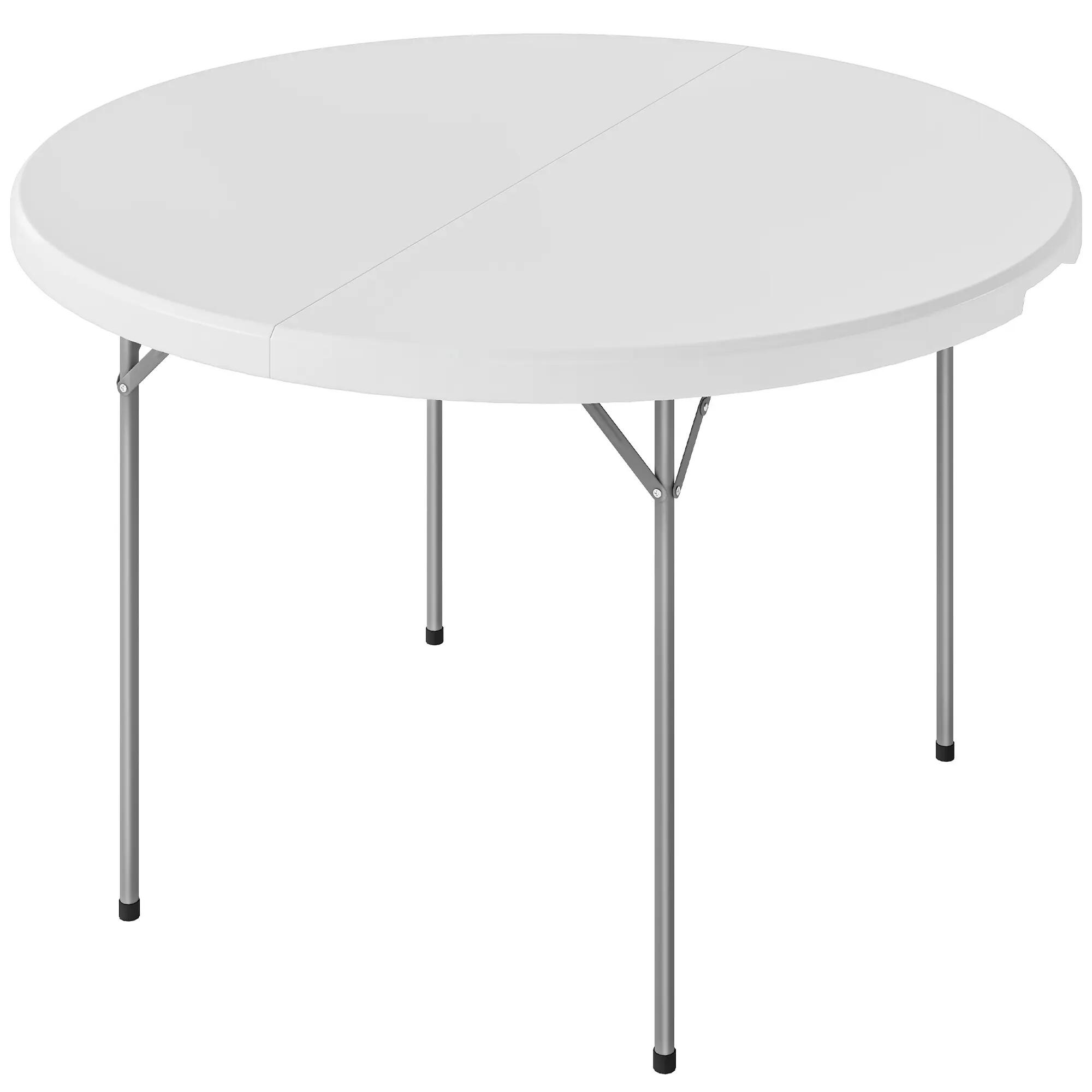Table pliante - Bivouac - Portable, Pliable en deux, Plateau PEHD, Blanche 2/6