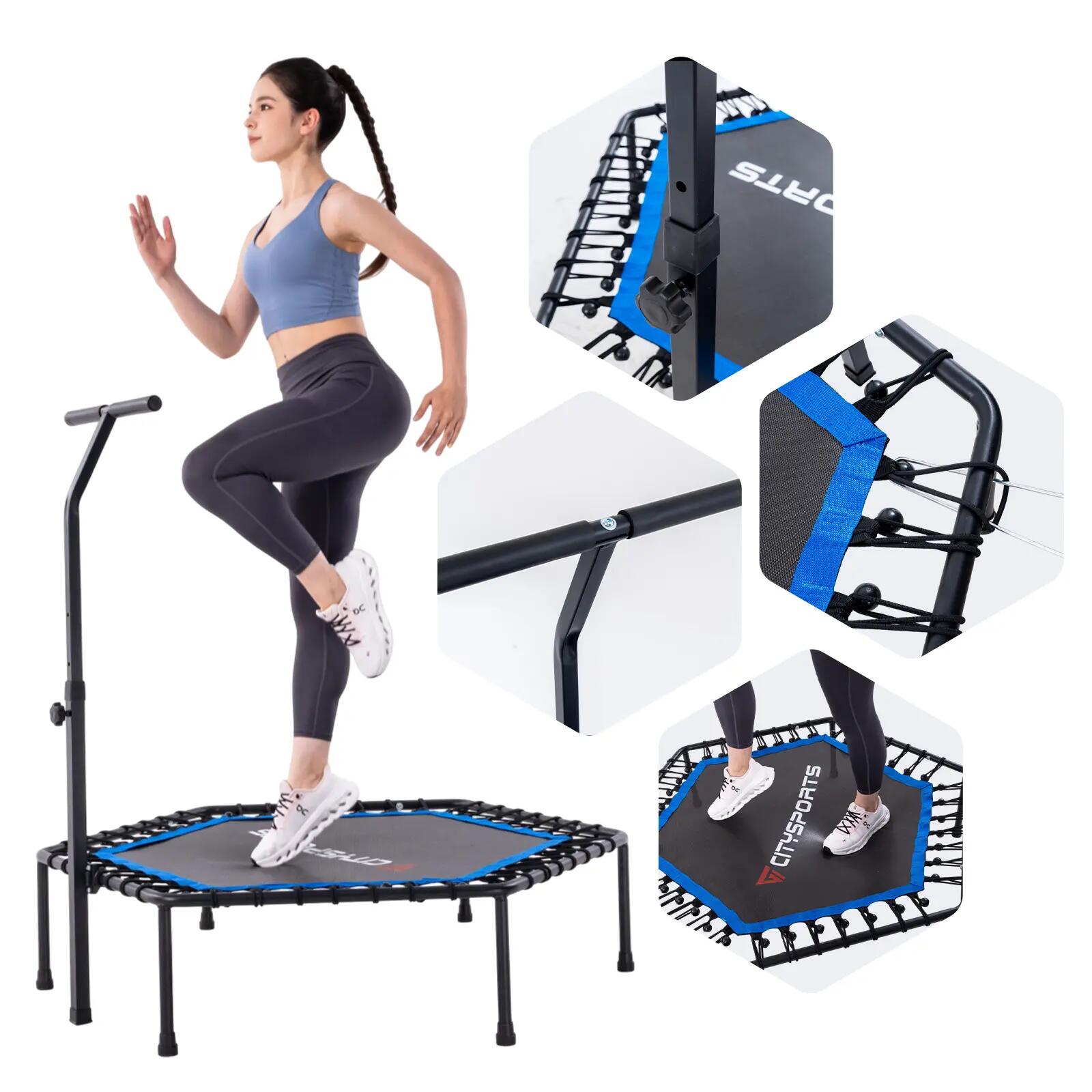Składana trampolina fitness z uchwytem, nośność do 100 kg