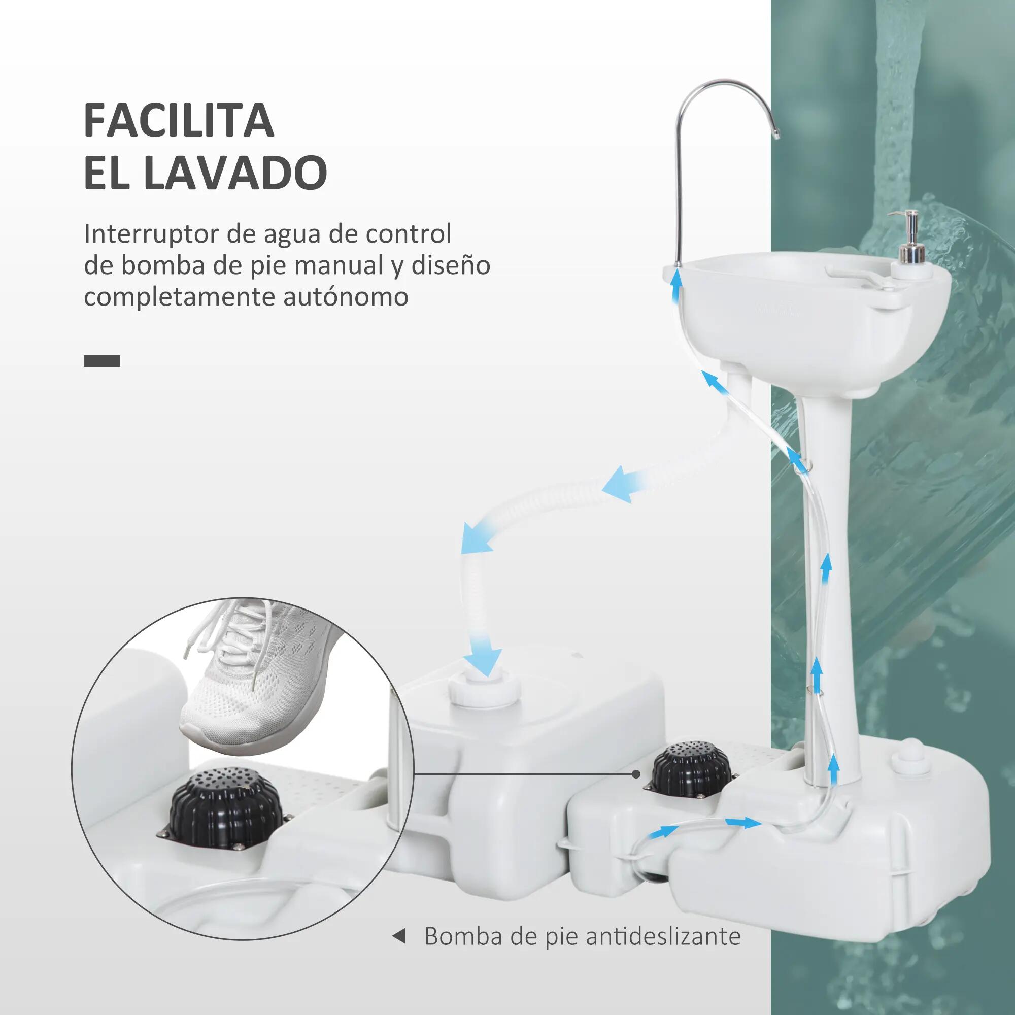 Lavabo portable - camping - unisexe - réservoir 17 l - gris 5/6