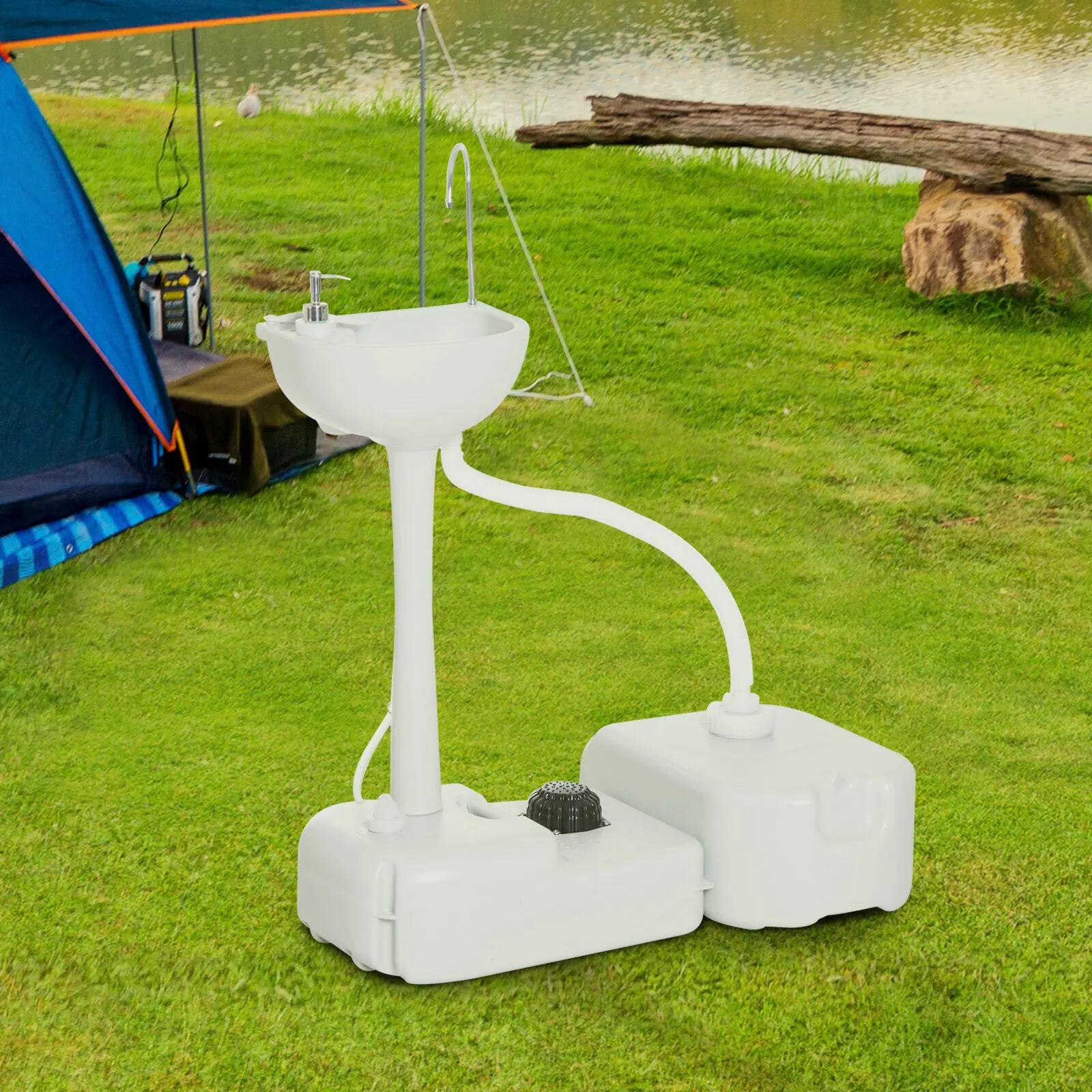 Lavabo portable - camping - unisexe - réservoir 17 l - gris 3/6