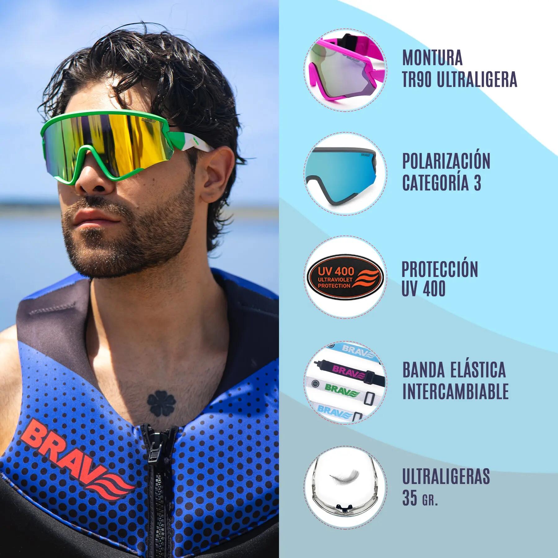 Gafas deportivas BRAVE RIFT Lime Bay polarizadas UV400 Cat. 3 5/7