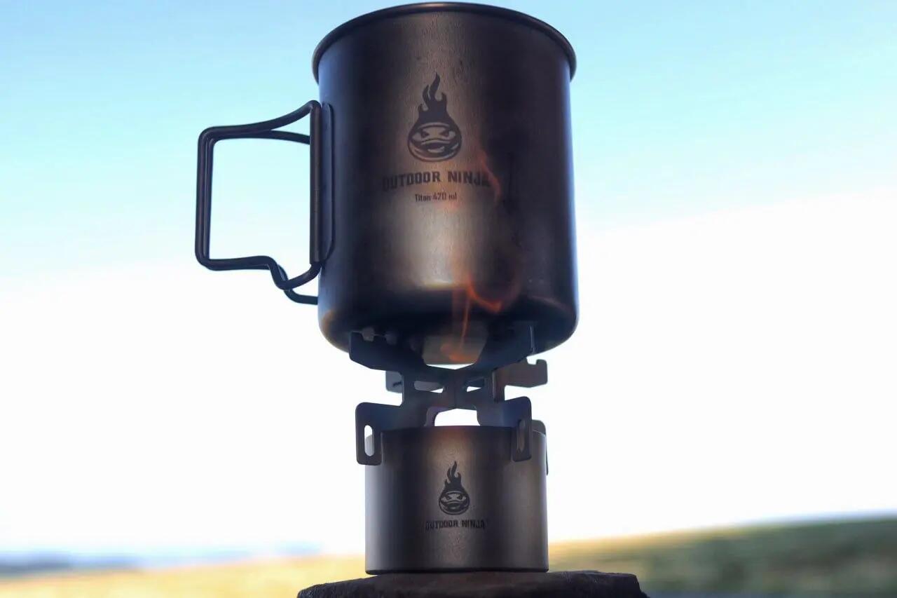 Outdoor Ninja The Burner Mini Titan Spiritusbrenner Ultralight 18g + Topfkreuz 4/5
