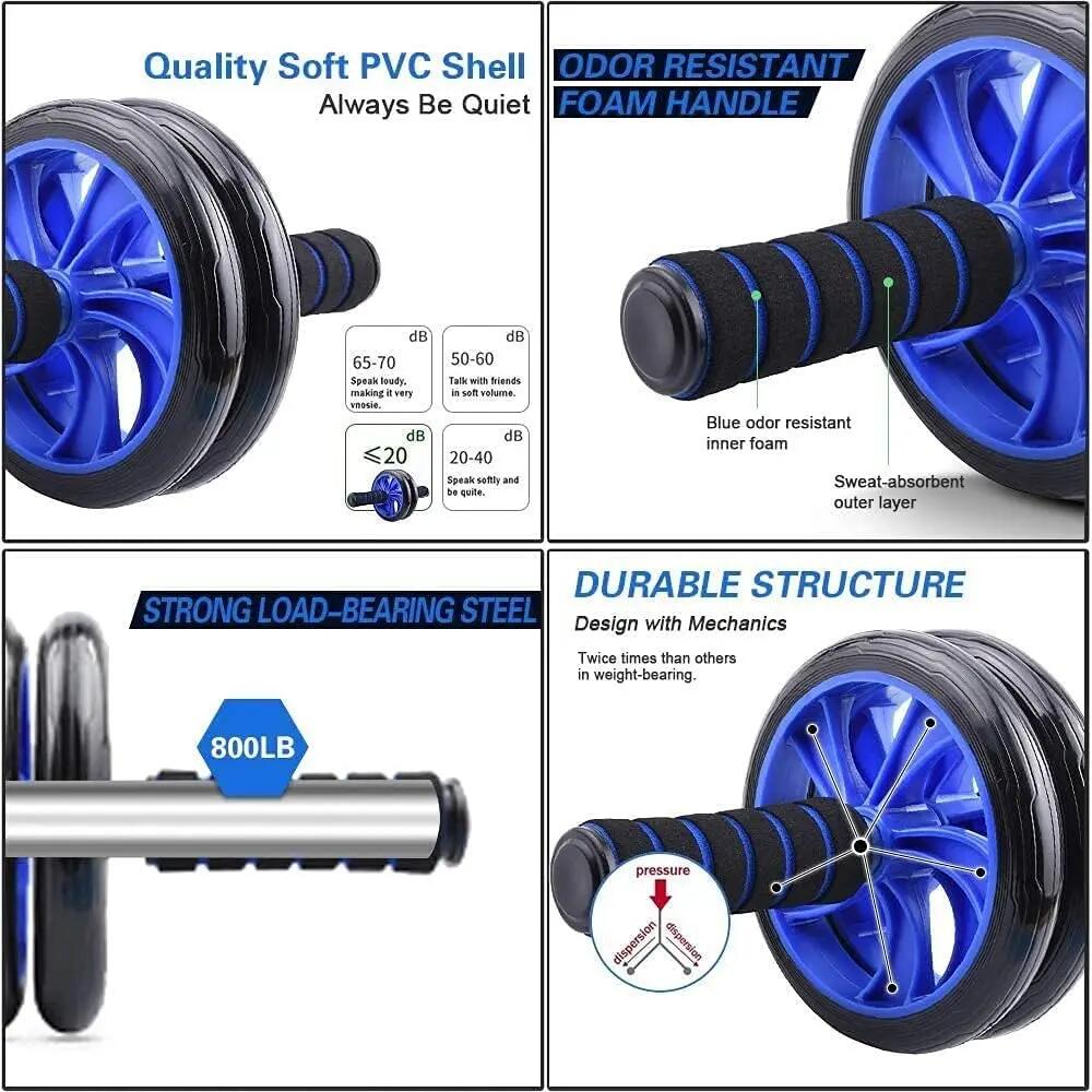 Roue abdominale 7 en 1 avec 2 barres de pompes, bande de résistance, corde à sau 2/5