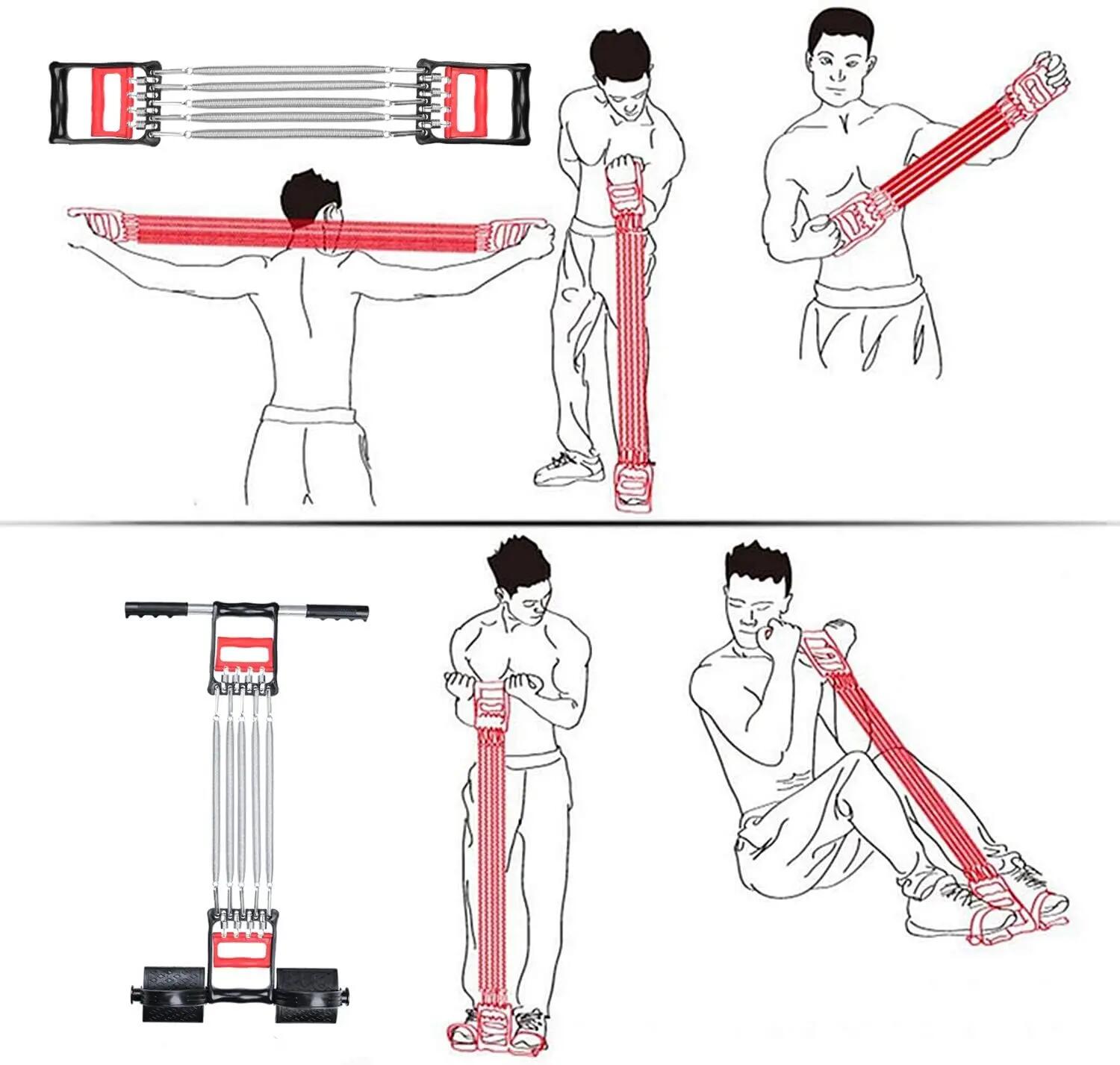 Barres de traction 3 en 1, élastique à ressort, corde de traction pour abdominau 6/7