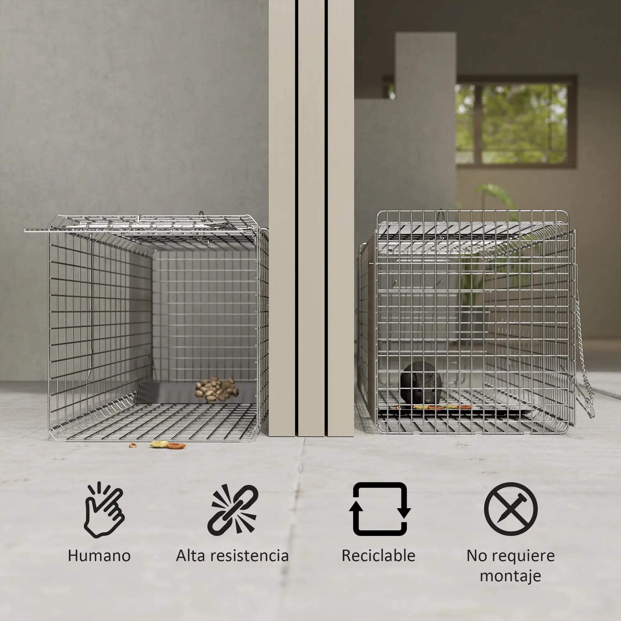 Cage de capture pliable pour animaux vivants, 93 x 31 x 34,5 cm, en fil de fer, 6/9