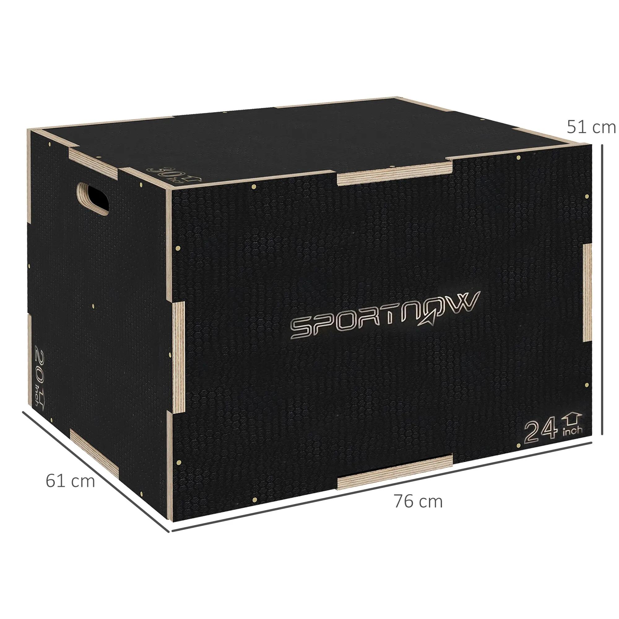 Plyo-Box/Sprungbox, robuste, 76 x 61 x 51 cm, noir, poignée 10 x 3,5 cm, jusqu'à 5/9