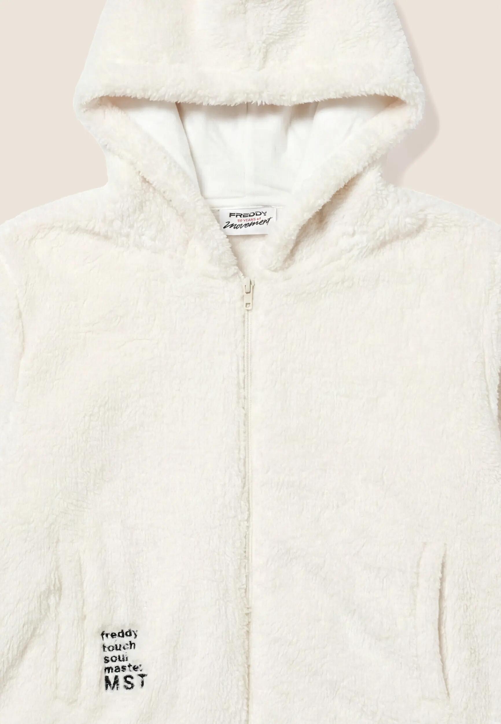 Felpa donna in pile teddy con zip e cappuccio 3/3