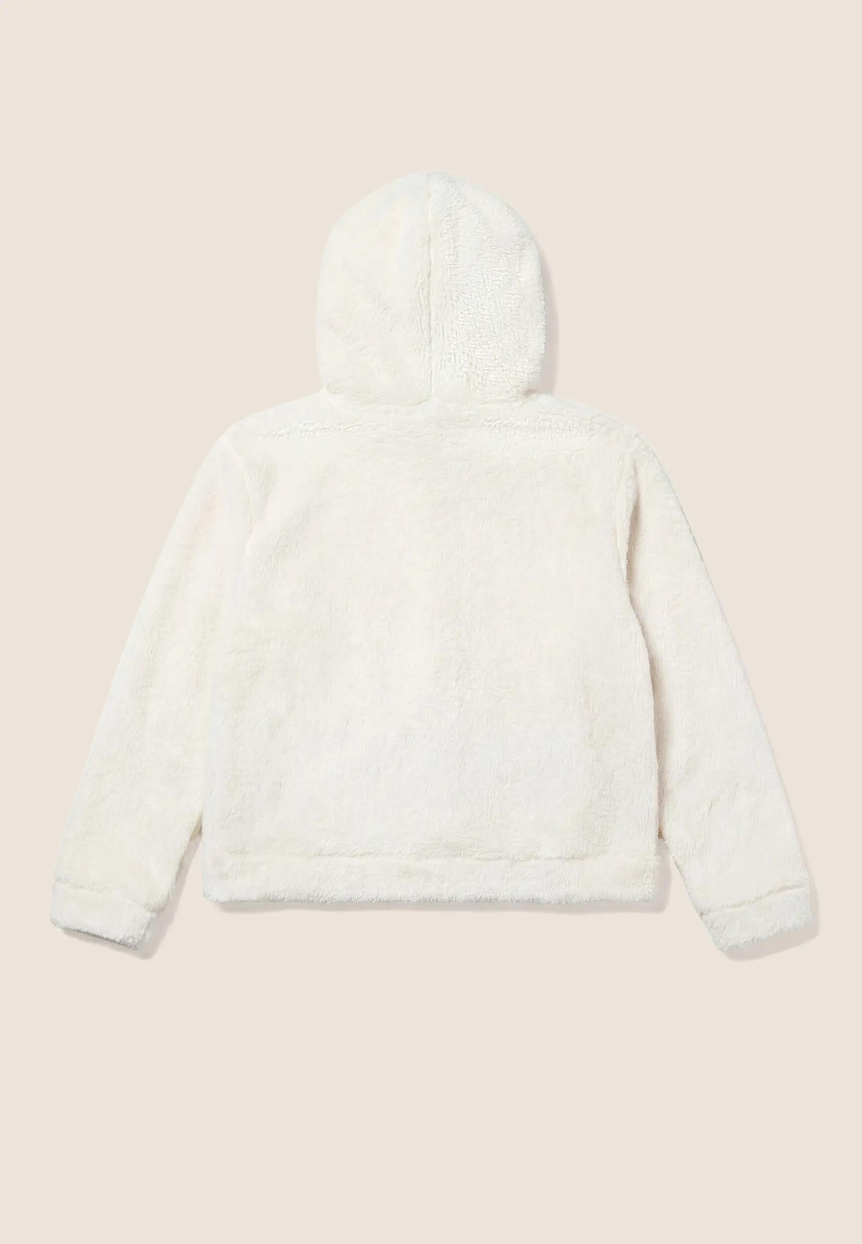Felpa donna in pile teddy con zip e cappuccio 2/3