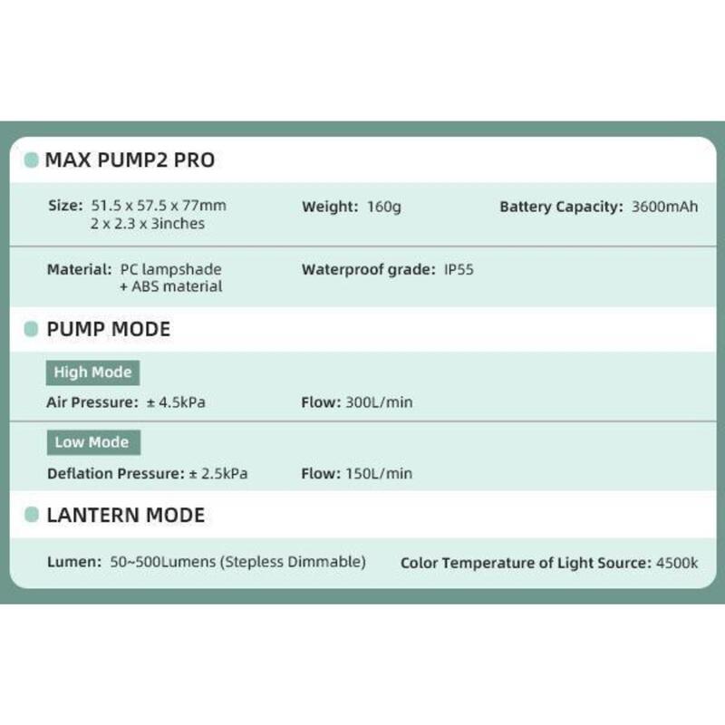 Flextailgear Max Pump 2 Pro 多功能充氣泵連營燈 (USB充電) - 橙色