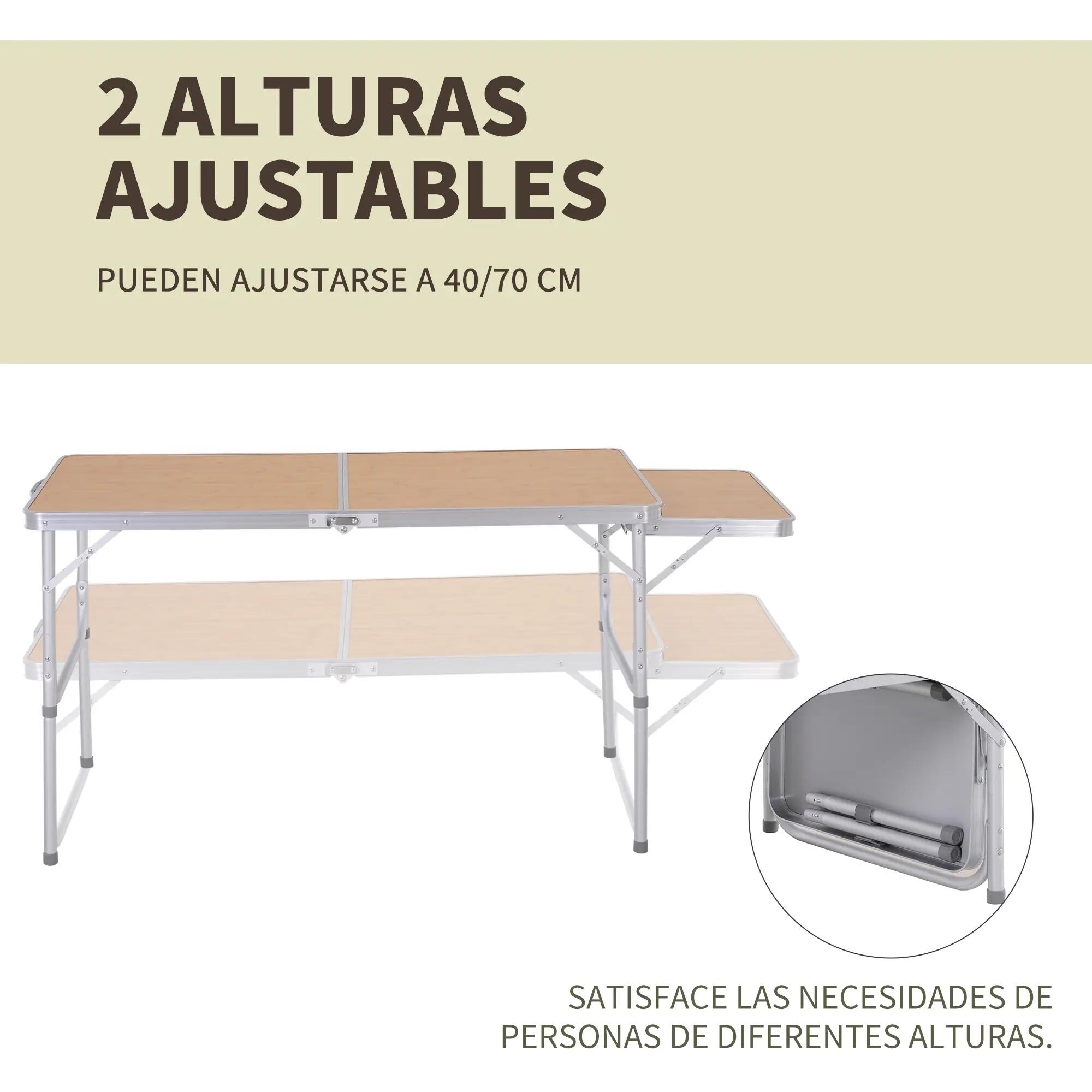 Table pliante - camping - rallonge rabattable, aluminium 6/6