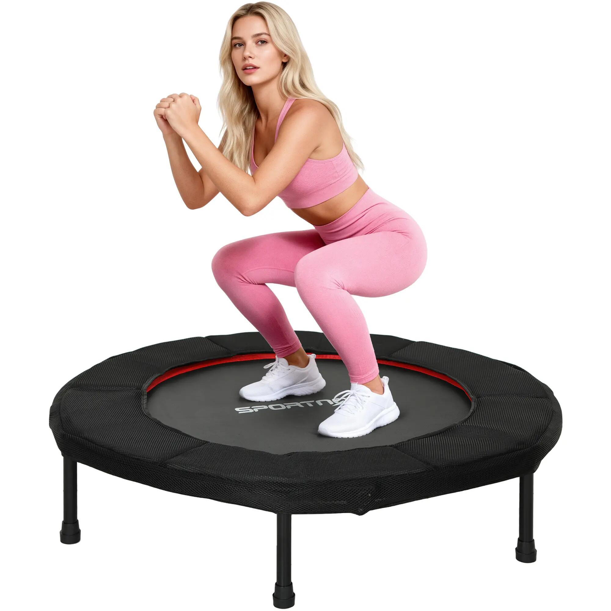 Trampoline pliable 102 cm acier antidérapant 100 kg rouge 1/6