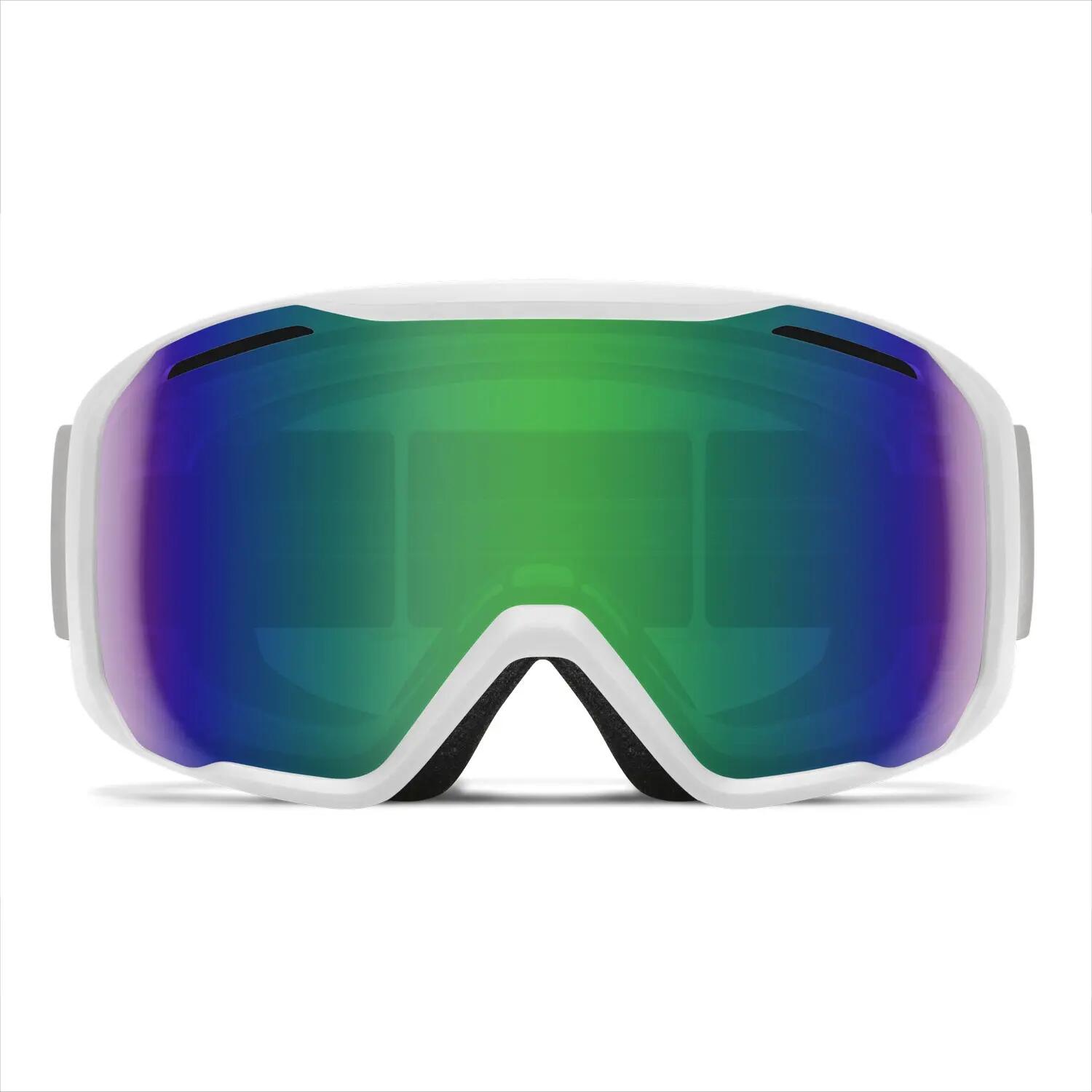 Men's Blazer Ski Goggles - White Green Solx Mirror Antifog Cat 3 4/5