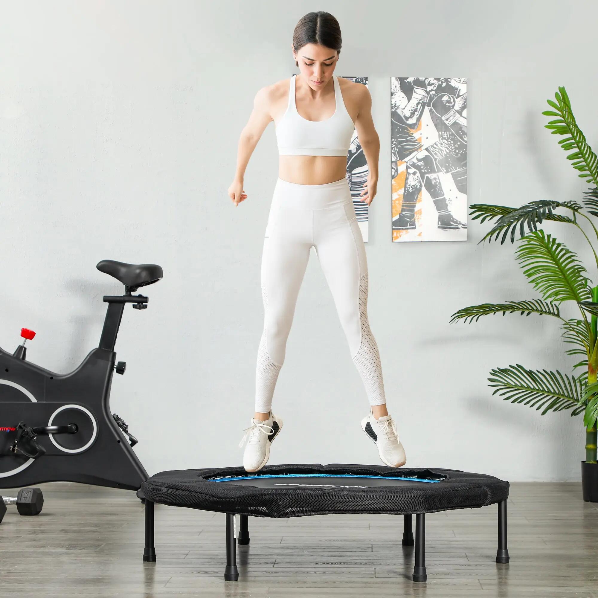 Trampoline pliable 102 cm acier antidérapant 100 kg bleu 3/6