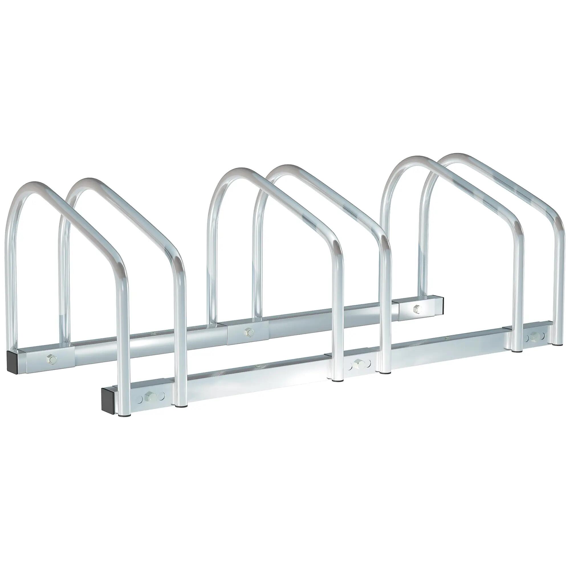 Support à vélos - Cyclisme - Support 3 places - Acier thermolaqué, argent 2/6