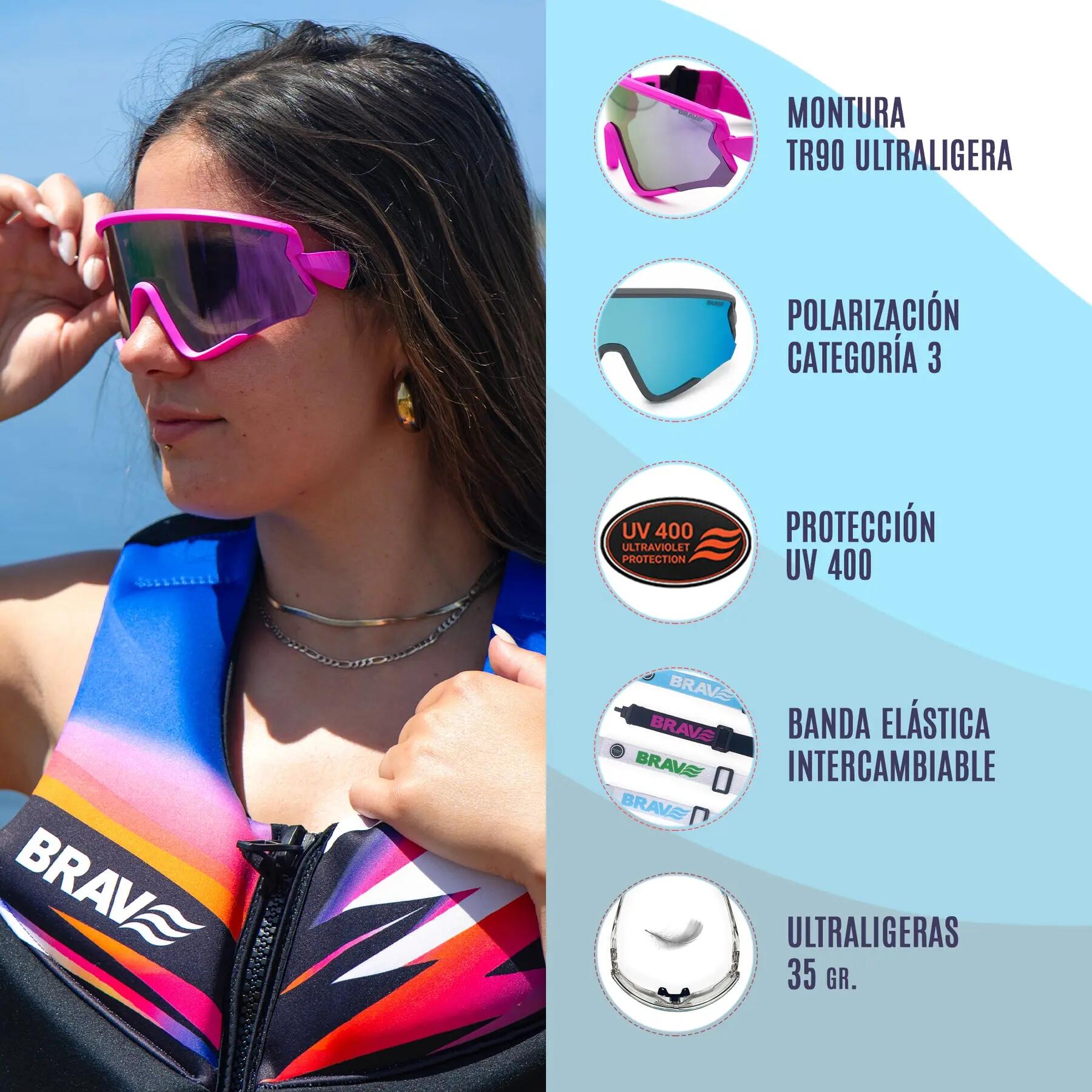 Gafas deportivas BRAVE RIFT Pink Rush polarizadas UV400 Cat. 3 5/7