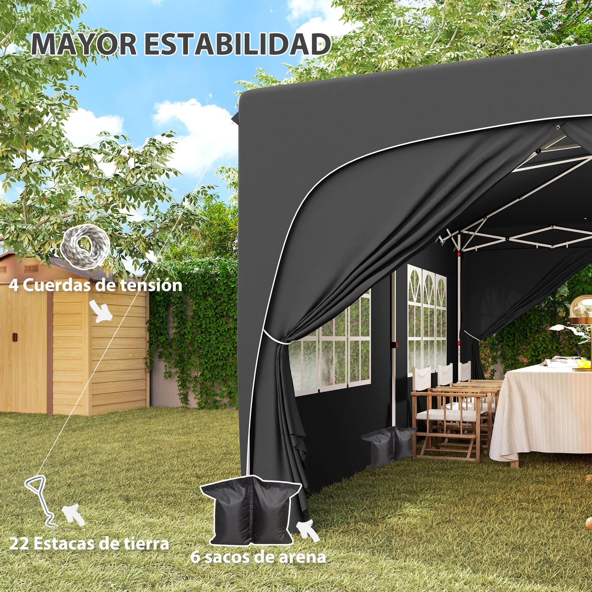 Tenda dobrável 597x300x270 cm cinza escuro/cinza de carvão Outsunny 4/7