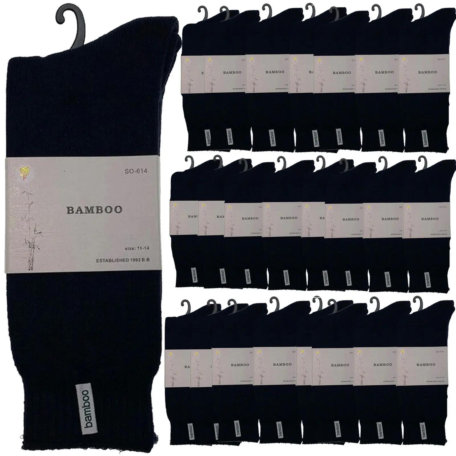 24 Pairs PREMIUM BAMBOO SOCKS Mens Heavy Duty Thick Work Socks BULK Cushion - Na