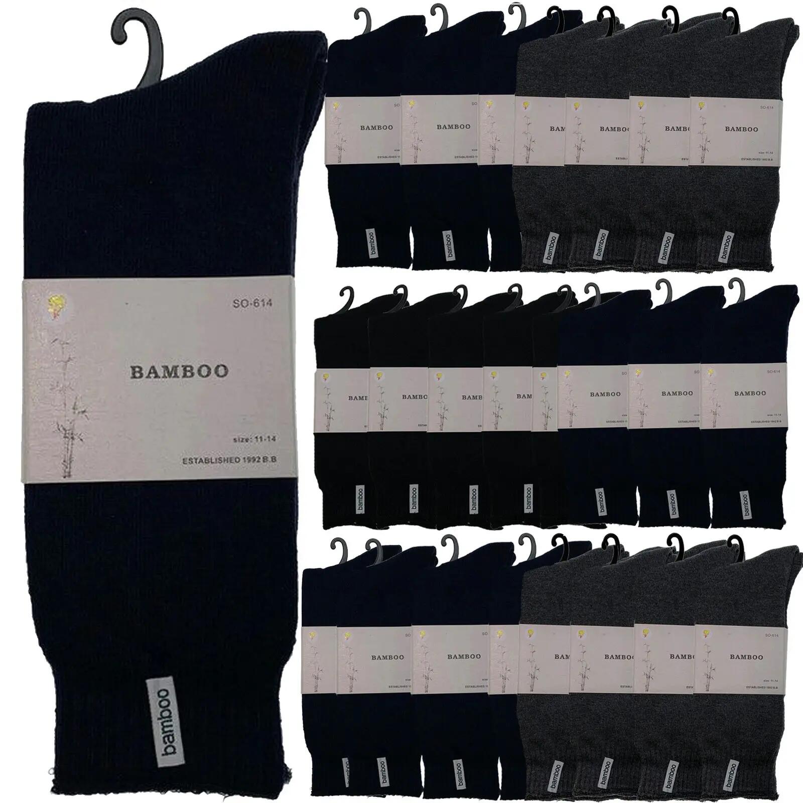 24 Pairs PREMIUM BAMBOO SOCKS Mens Heavy Duty Thick Work Socks BULK Cushion - As