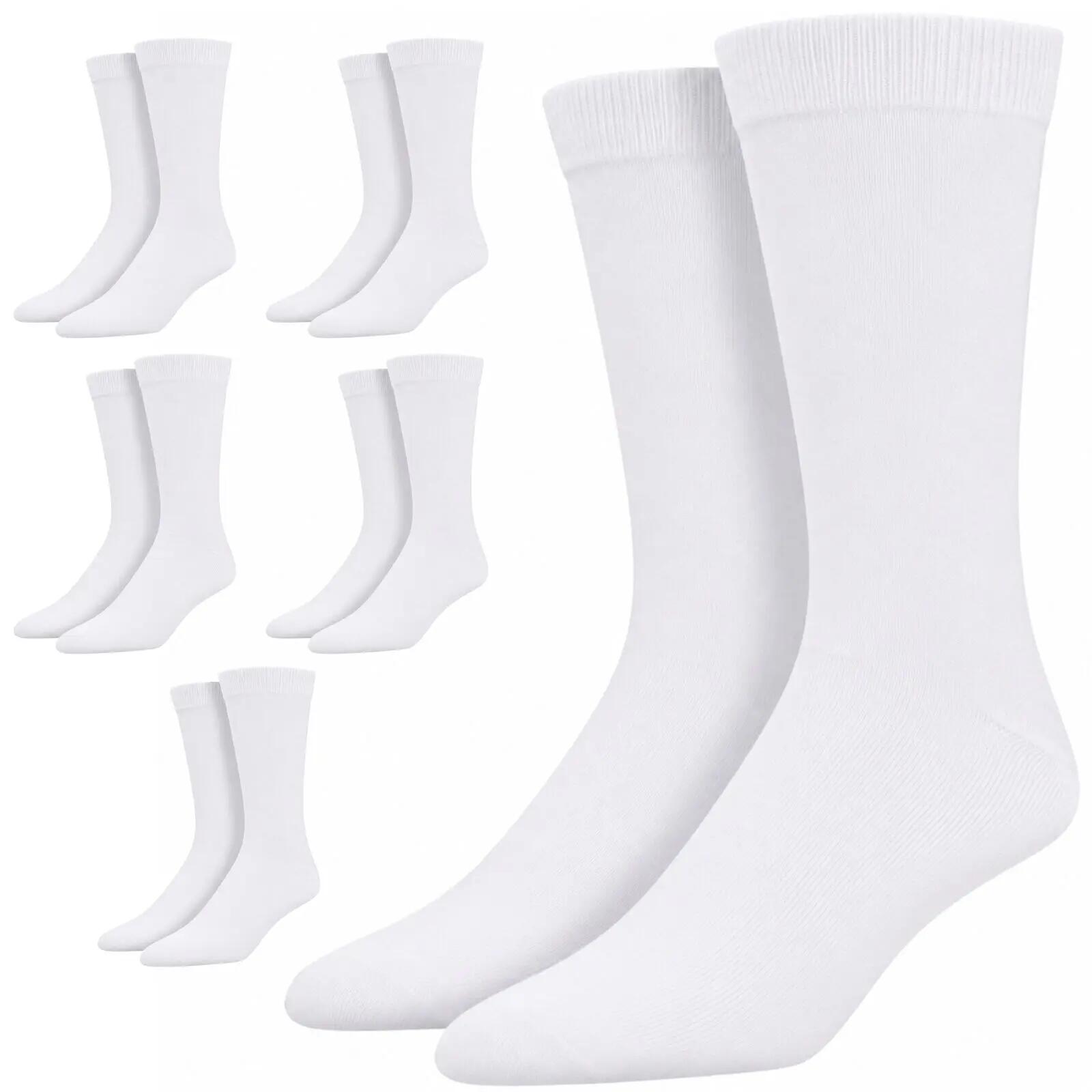 6 Pairs Bamboo Derived Loose Top Socks Diabetic Comfort Circulation - White - 7-