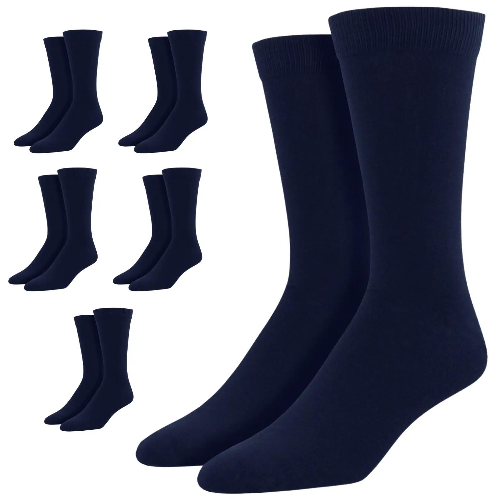 6 Pairs Bamboo Derived Loose Top Socks Diabetic Comfort Circulation - Navy - 2-8