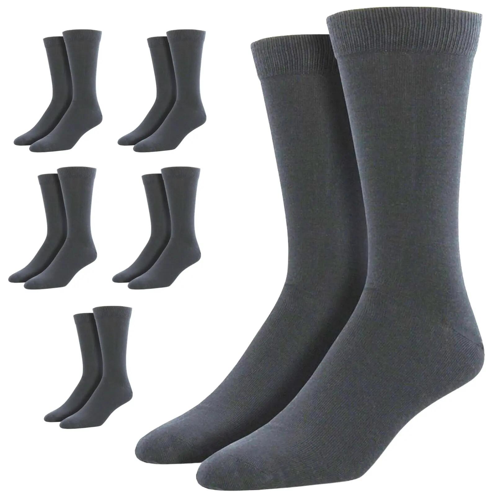 6 Pairs Bamboo Derived Loose Top Socks Diabetic Comfort Circulation - Grey - 7-1
