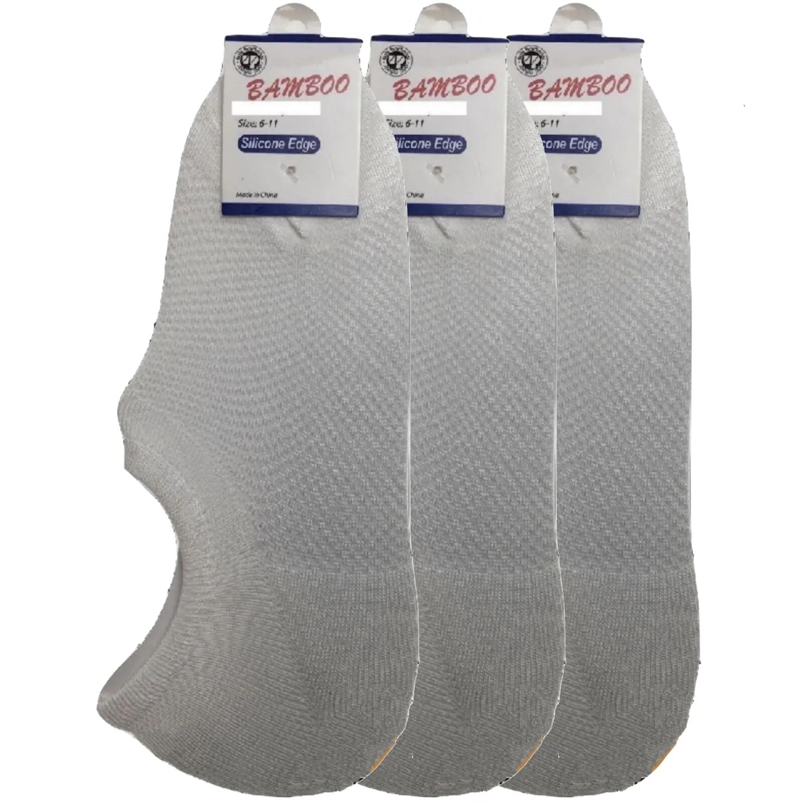 3x Pairs No Show Bamboo Socks Non-Slip Heel Grip Low Cut Invisible Footlet New -