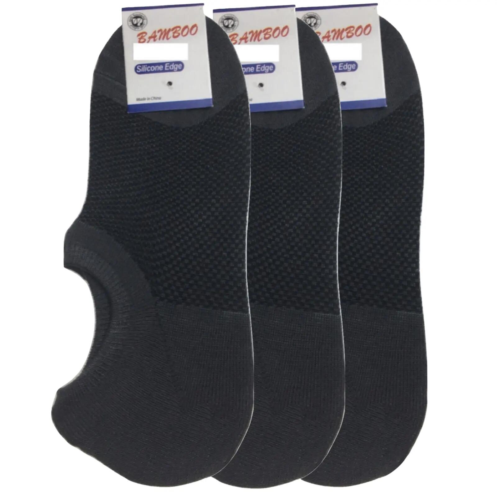 3x Pairs No Show Bamboo Socks Non-Slip Heel Grip Low Cut Invisible Footlet New -