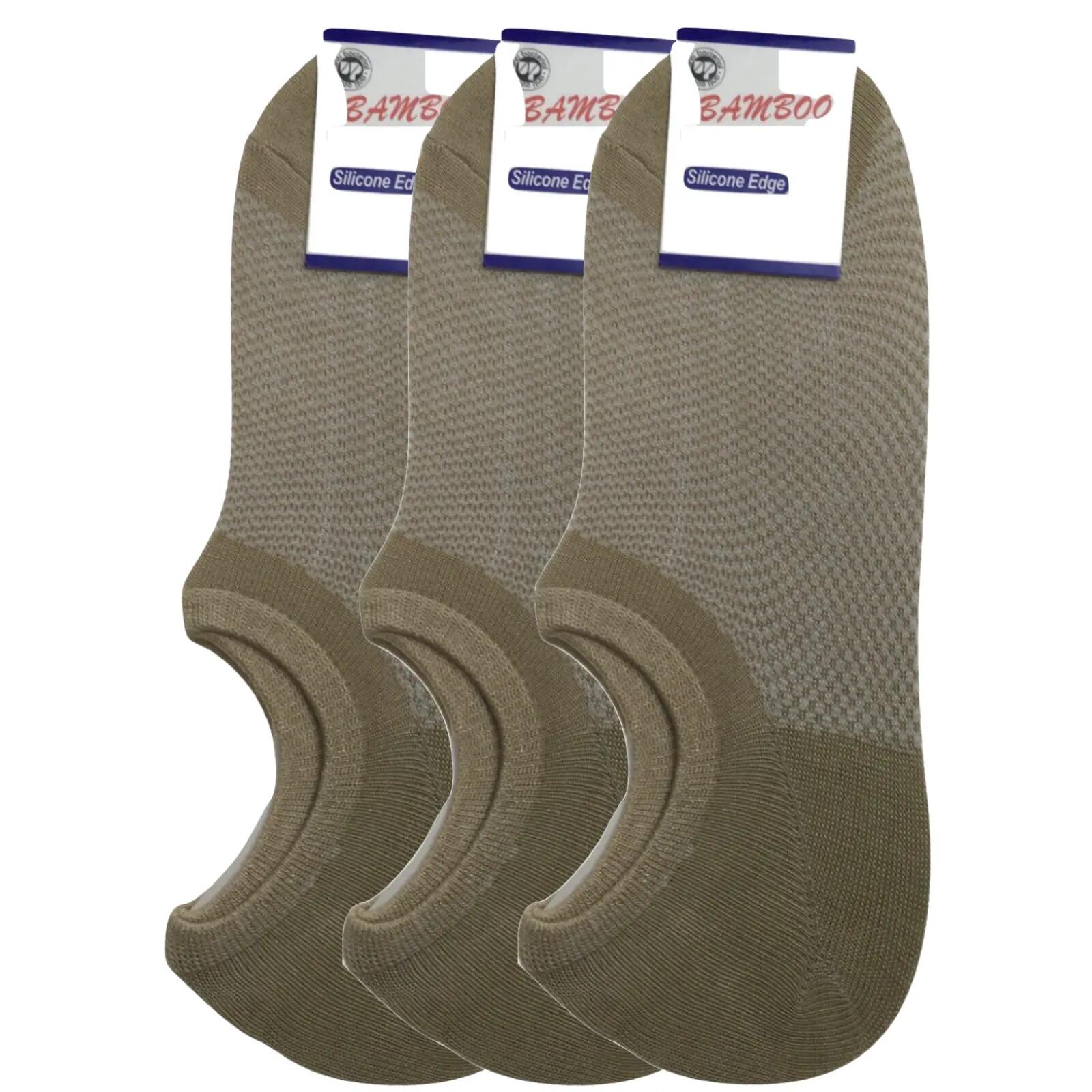 3x Pairs No Show Bamboo Socks Non-Slip Heel Grip Low Cut Invisible Footlet New -