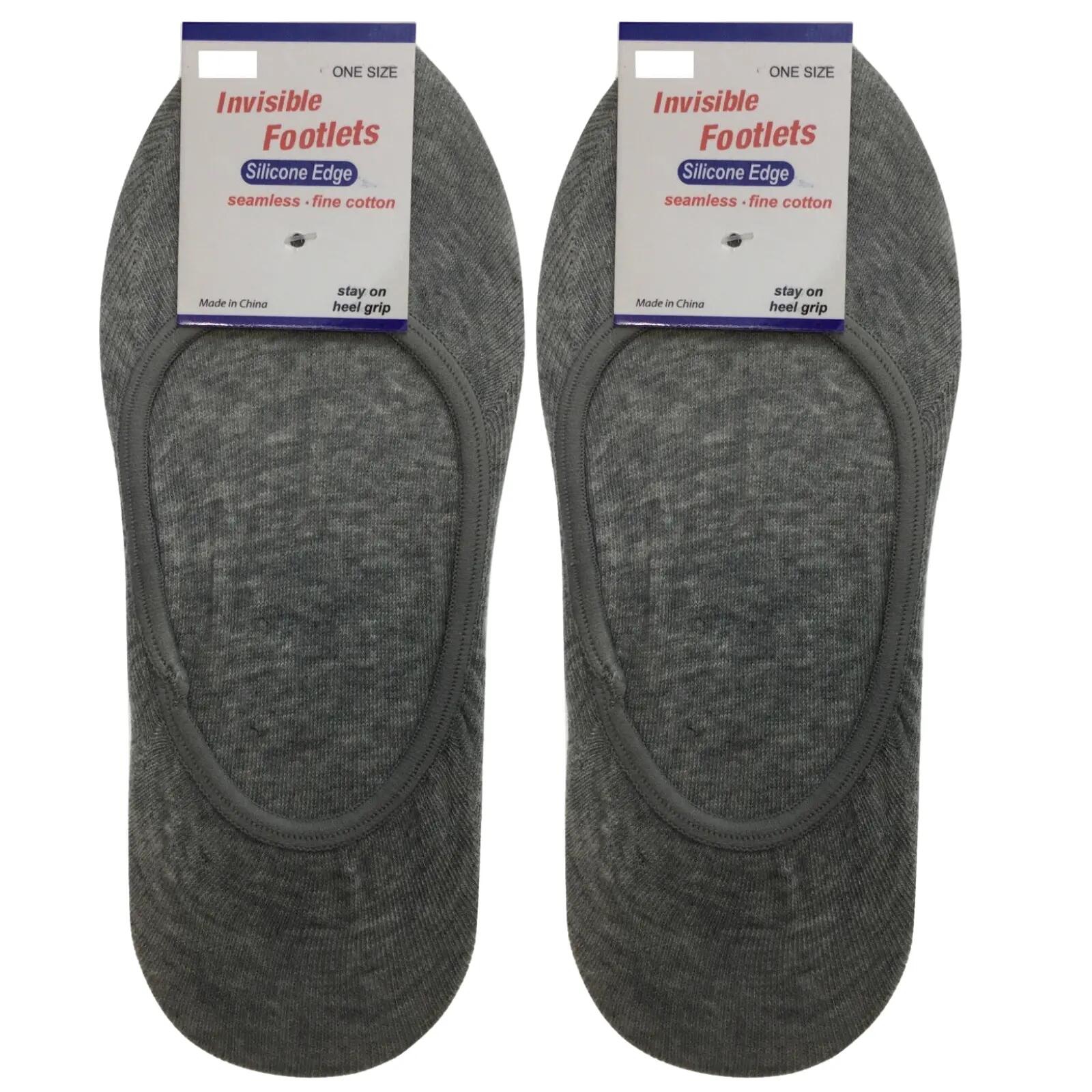 2x NO SHOW COTTON SOCKS Non Slip Heel Grip Low Cut Invisible Footlet Seamless