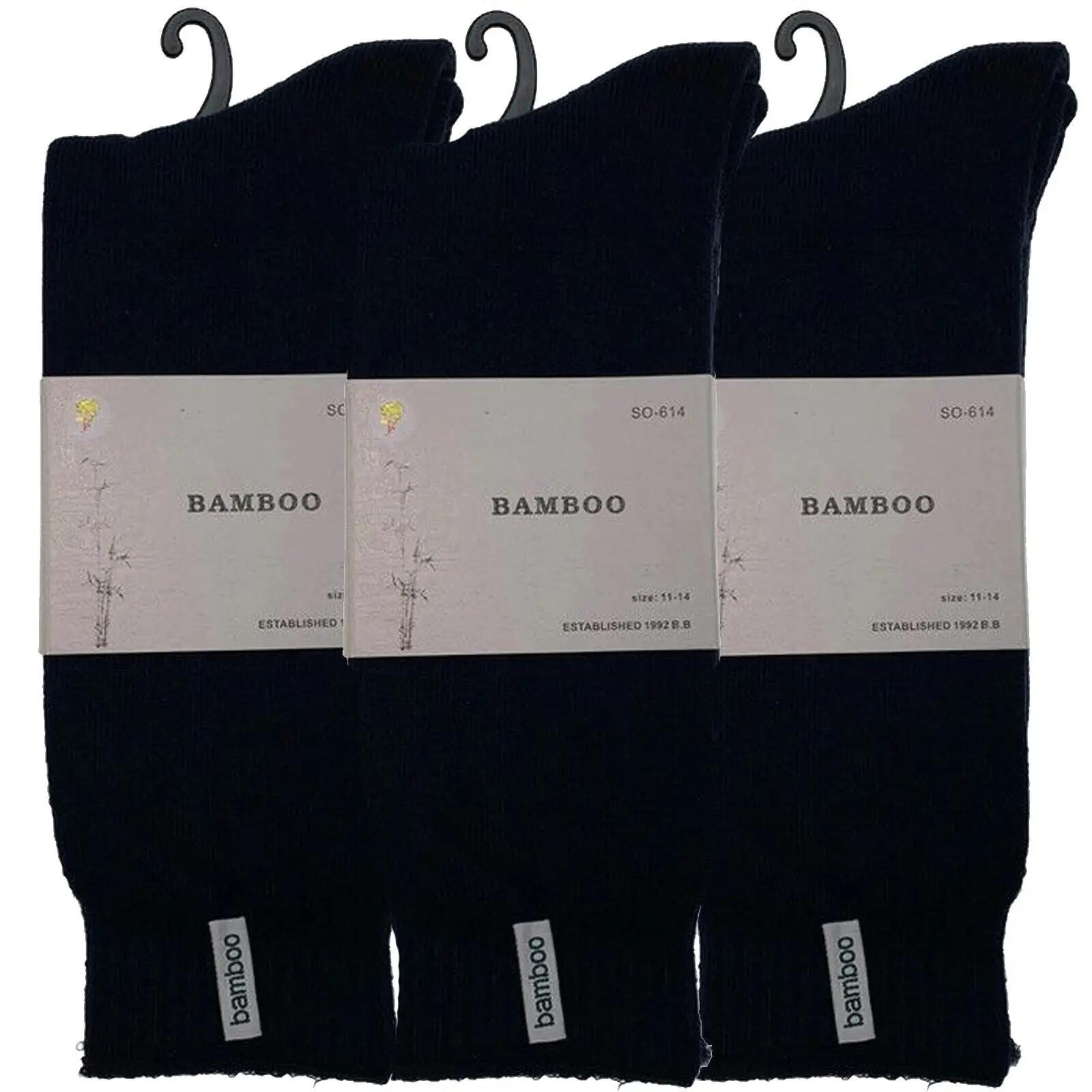 3 Pairs PREMIUM BAMBOO SOCKS Mens Heavy Duty Thick Work Socks BULK Cushion - Nav