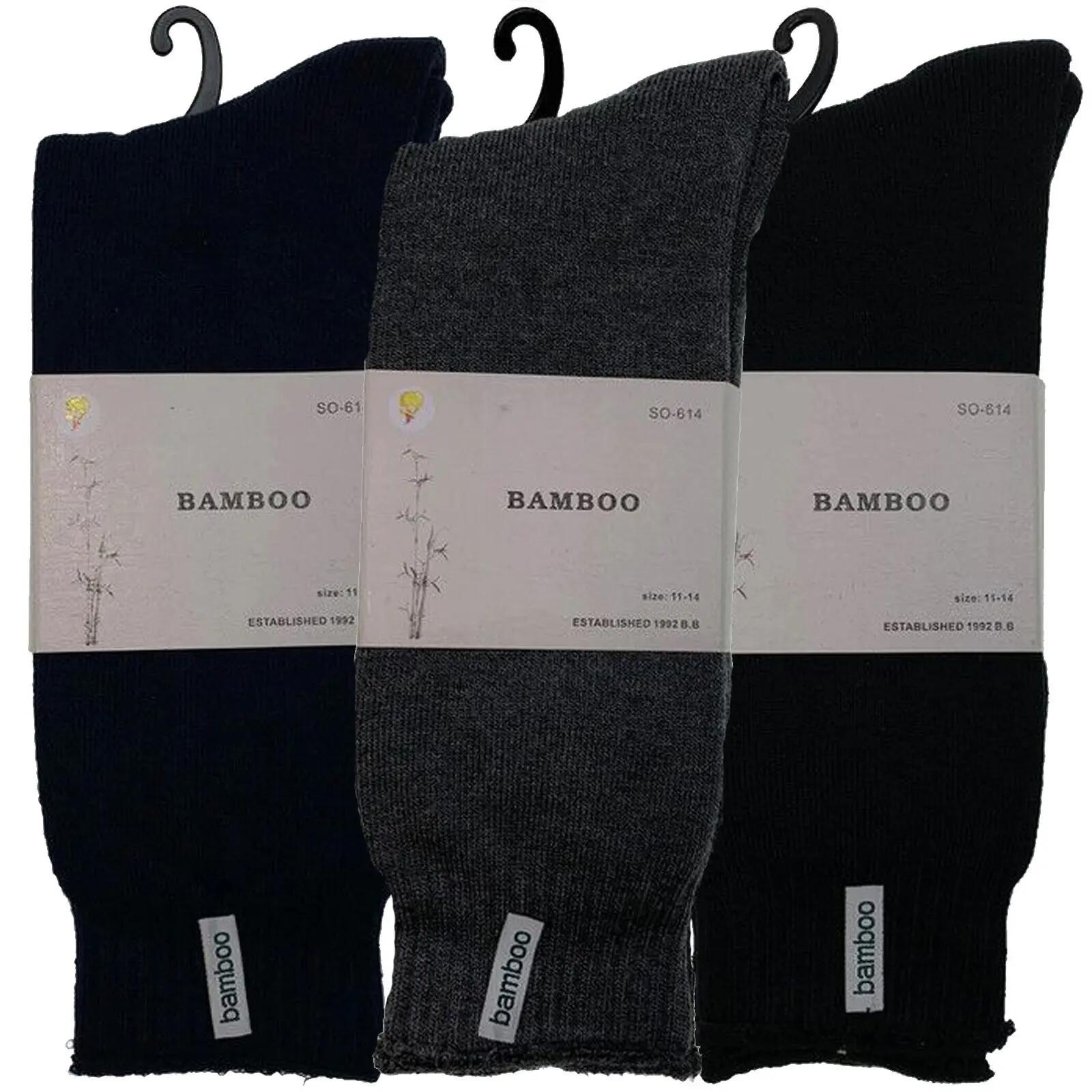 3 Pairs PREMIUM BAMBOO SOCKS Mens Heavy Duty Thick Work Socks BULK Cushion - Ass