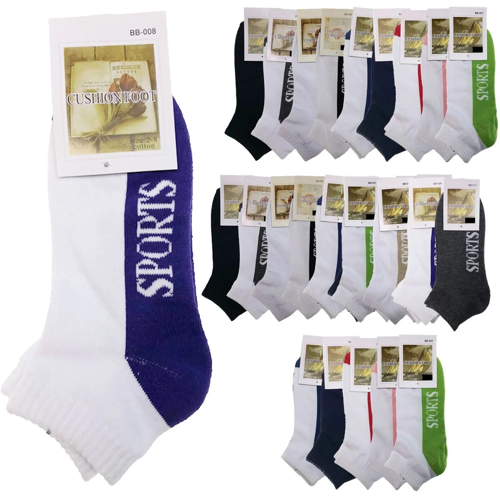 24x COTTON ANKLE SOCKS Sport Cushion Foot Low Cut Running - Assorted Colours