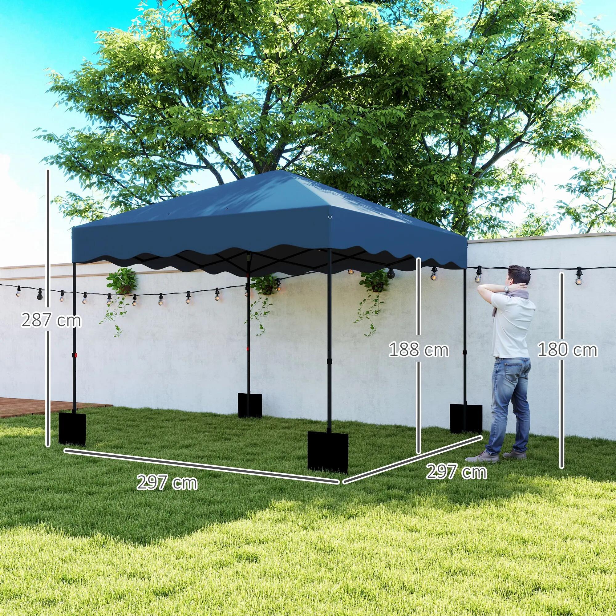 Tenda dobrável 297x297x287 cm azul Outsunny 3/7