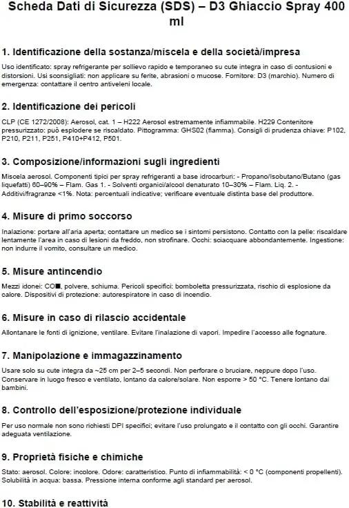 D3 Ghiaccio Spray 400 ml Confezione 12 Refrigerante per Traumi Sportivi 4/7