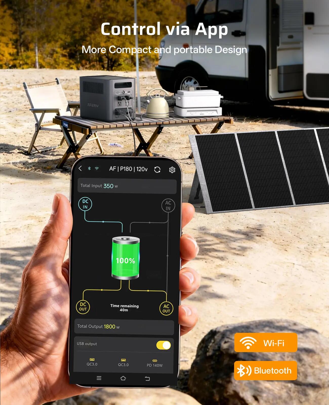 Station électrique portable  1024Wh 1800W- LiFePO4-APP UPS-11 ports polyvalents 6/10
