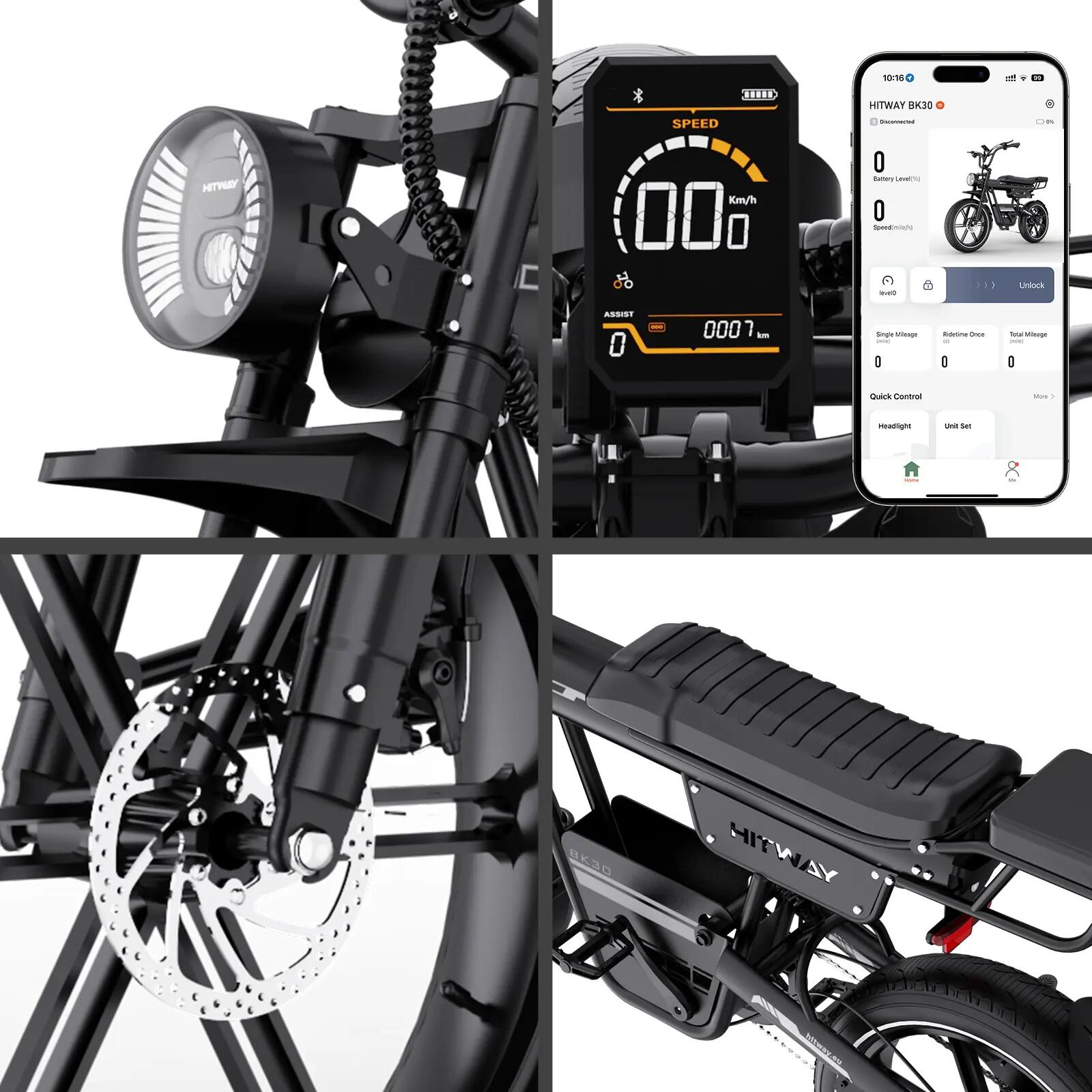 Elektrische fiets 48V 23,4Ah E-bike 20" Elektrische fatbike 90–180 km APP BK30 4/6