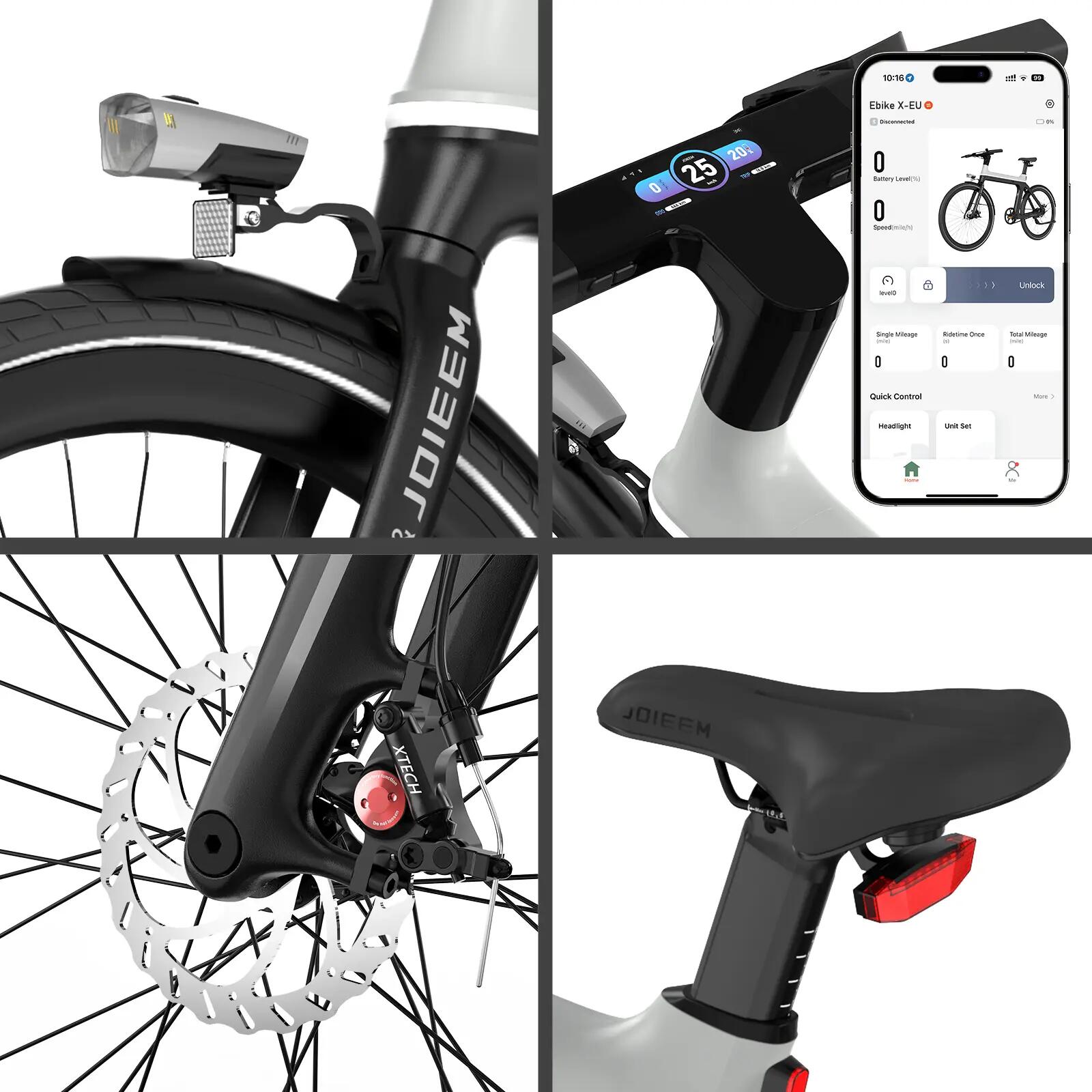 Elektrische stadsfiets 700C, riemaandrijving, koppelsensor, GPS E-Bike 3/5