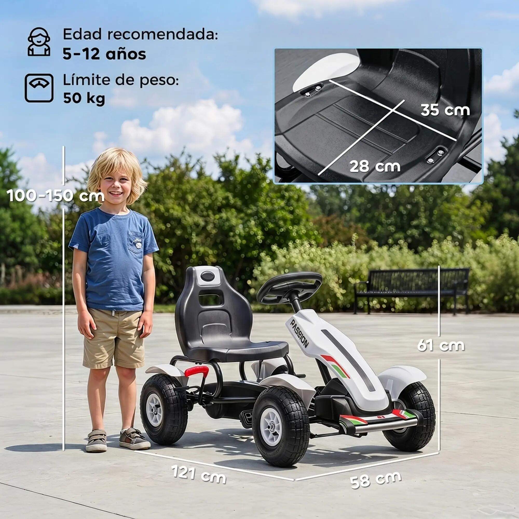 GoKart a Pedales HOMCOM 121x58x61 cm Blanco 3/7