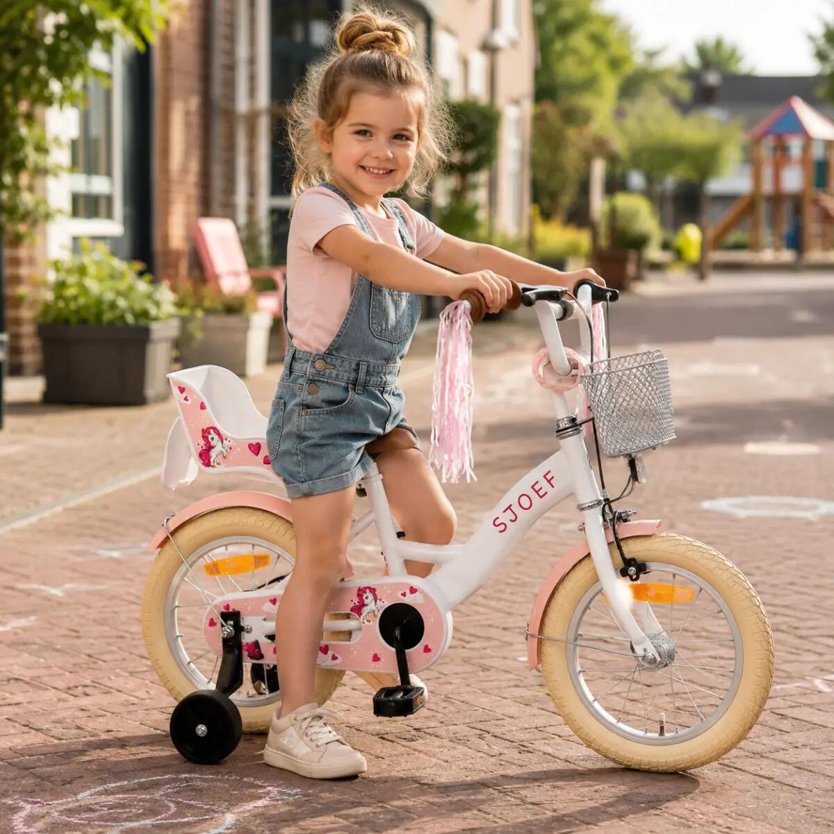 Dolly Meisjesfiets 14 inch - Kinderfiets 3-5 jaar - Fiets & Zijwieltjes - Wit 3/14