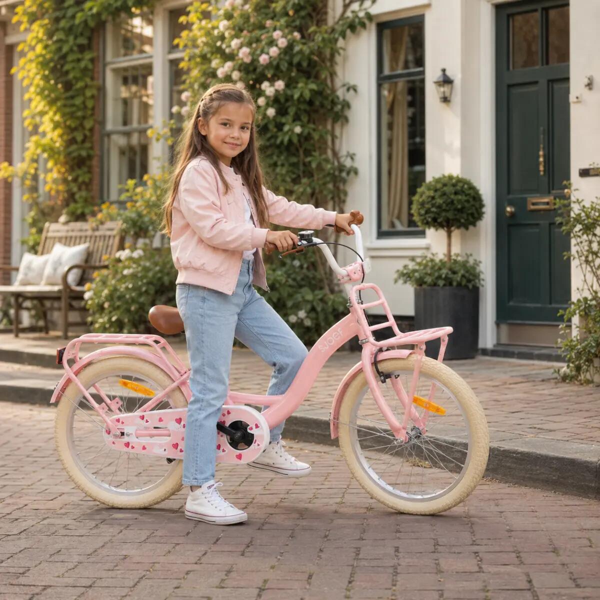 Classic Meisjesfiets 18 inch - Kinderfiets 5-7 Jaar - Rekje & Standaard – Roze 3/12