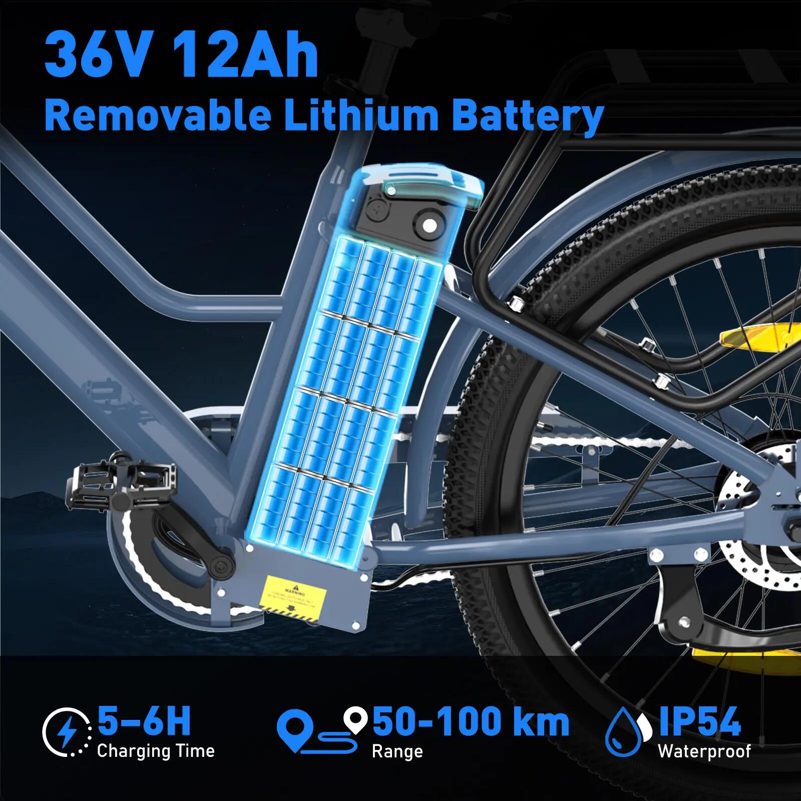 Bici elettrica da città 27,5", telaio basso, 250W, 100 km, BK8SL 2/8