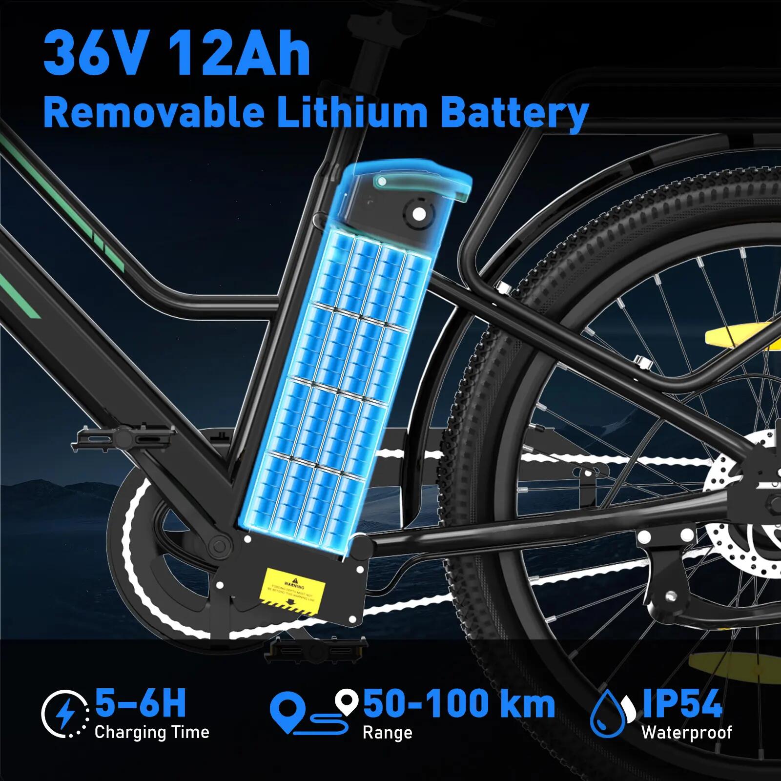 Bici elettrica da città 27,5", telaio basso, 250W, 100 km, BK8SL 2/8
